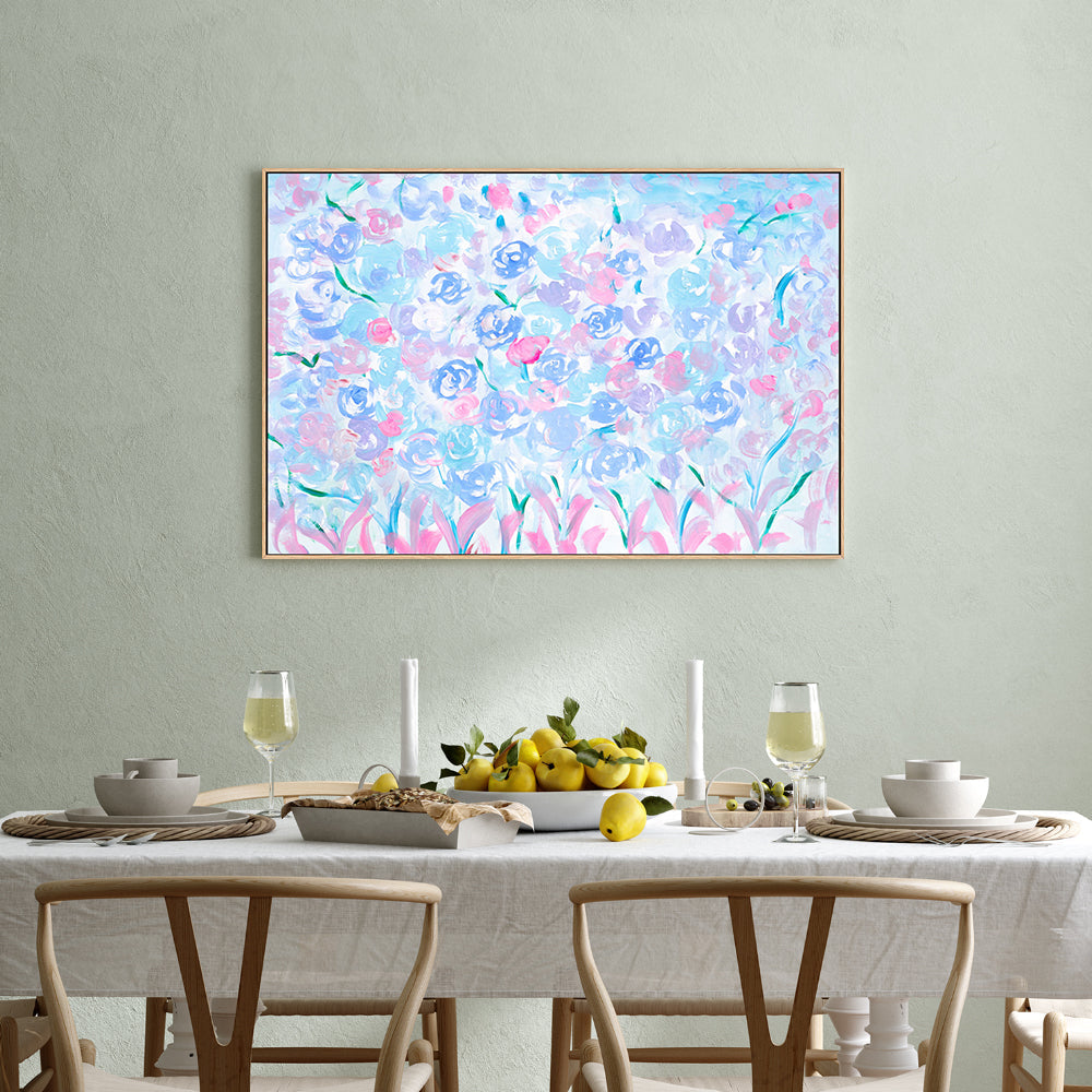 wall-art-print-canvas-poster-framed-Pink And Blue Pastel Flowers, Style A , By Nadar Musa-GIOIA-WALL-ART
