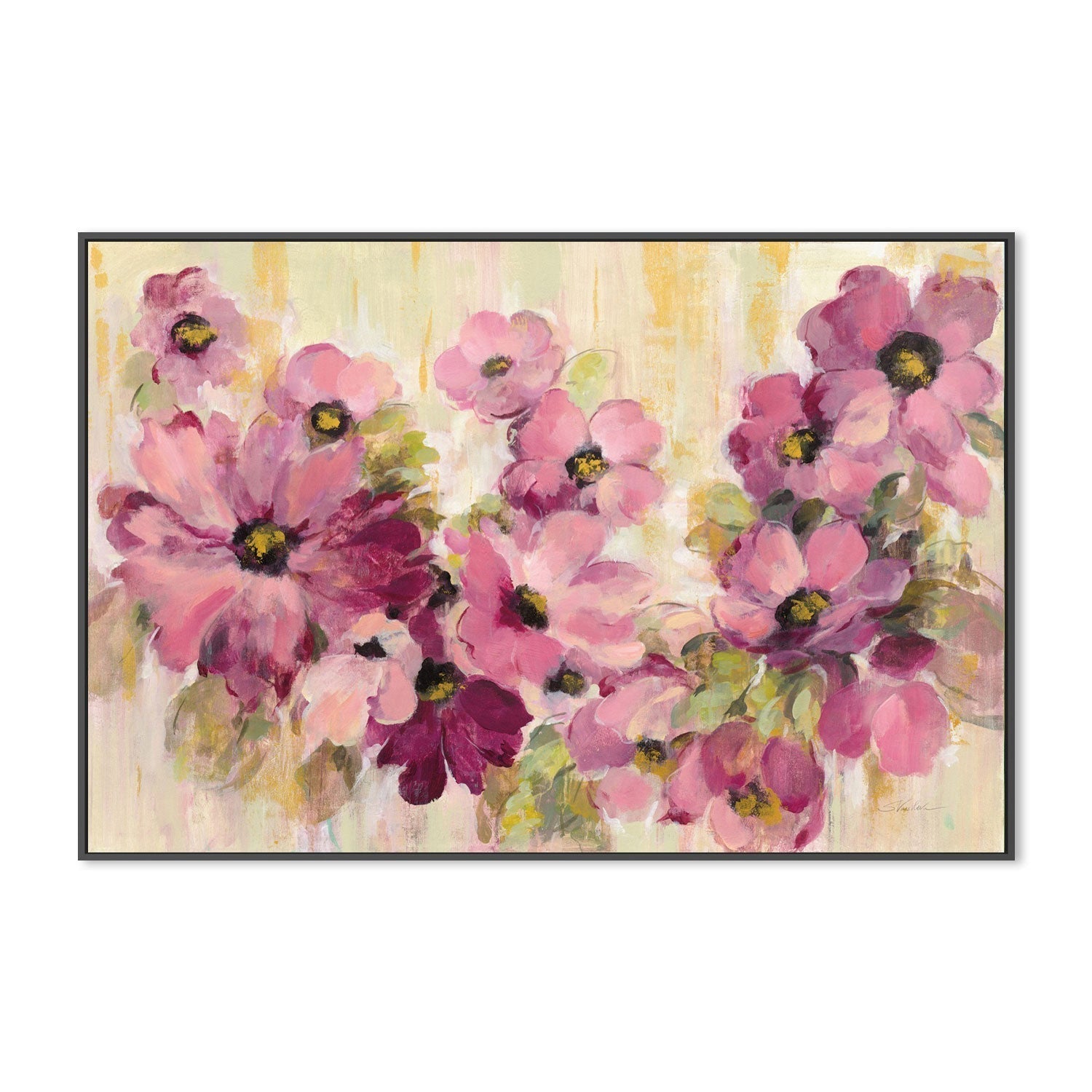 wall-art-print-canvas-poster-framed-Pink and Green Bloom-by-Silvia Vassileva-Gioia Wall Art