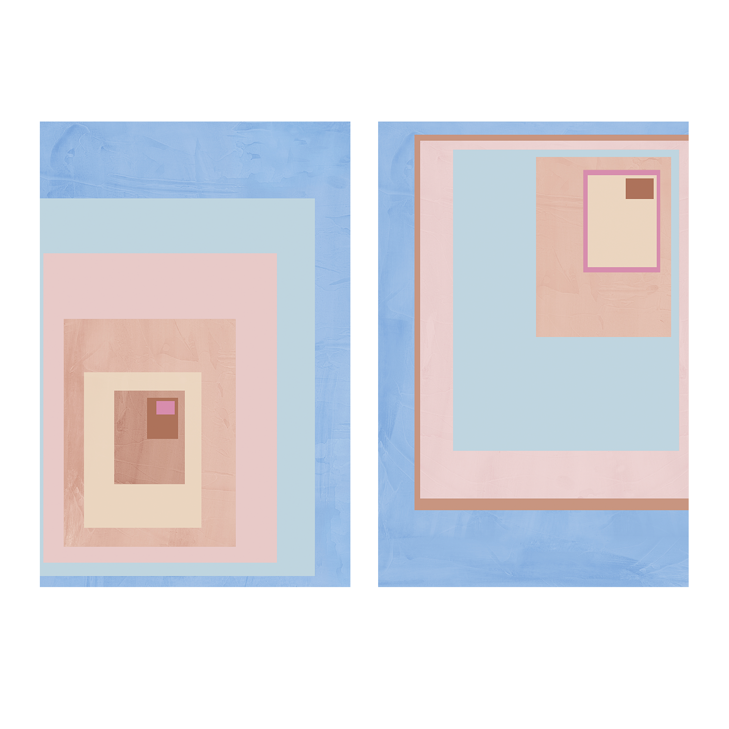 wall-art-print-canvas-poster-framed-Pink Block Colour, Style A & B, Set Of 2 , By JL Design-1