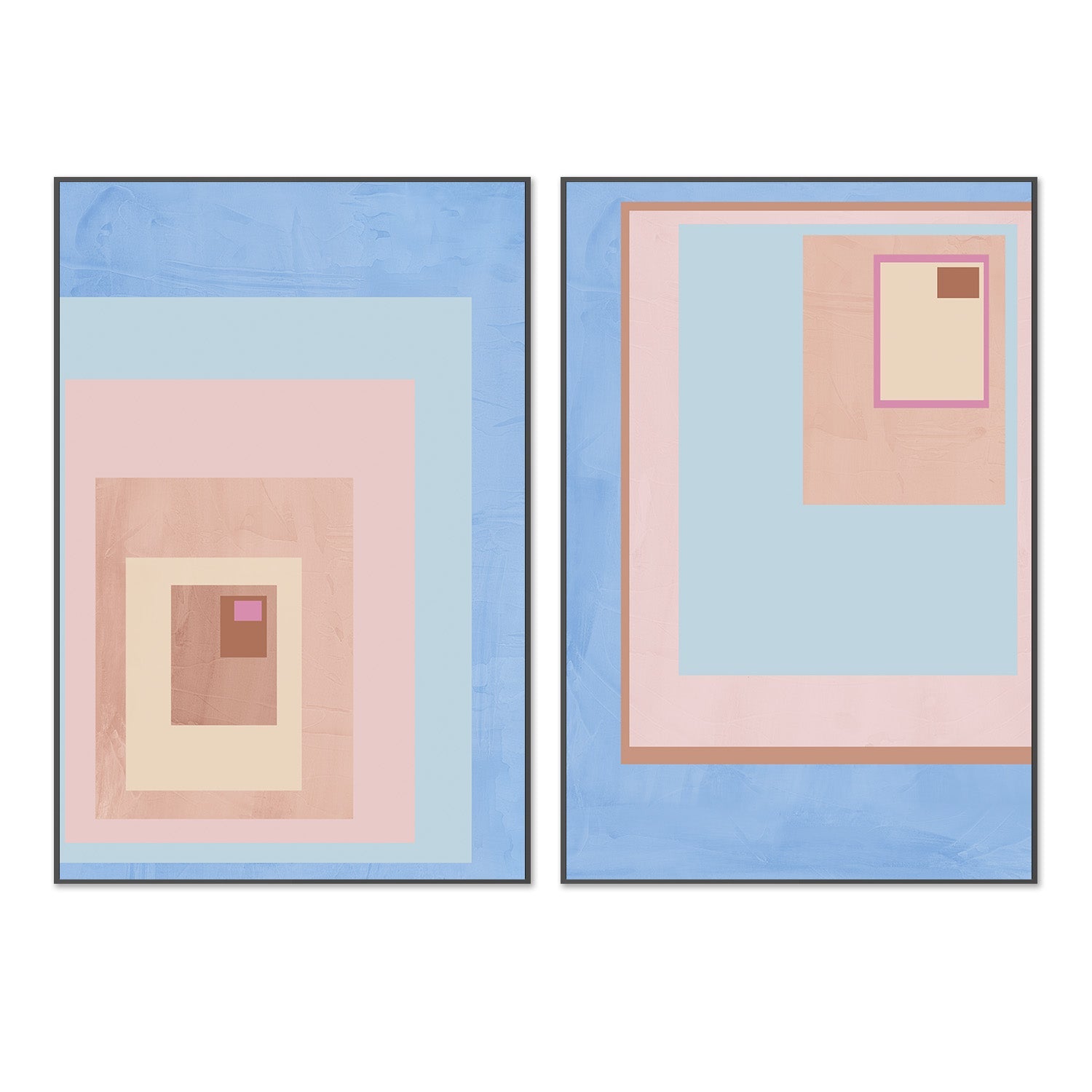 wall-art-print-canvas-poster-framed-Pink Block Colour, Style A & B, Set Of 2 , By JL Design-3