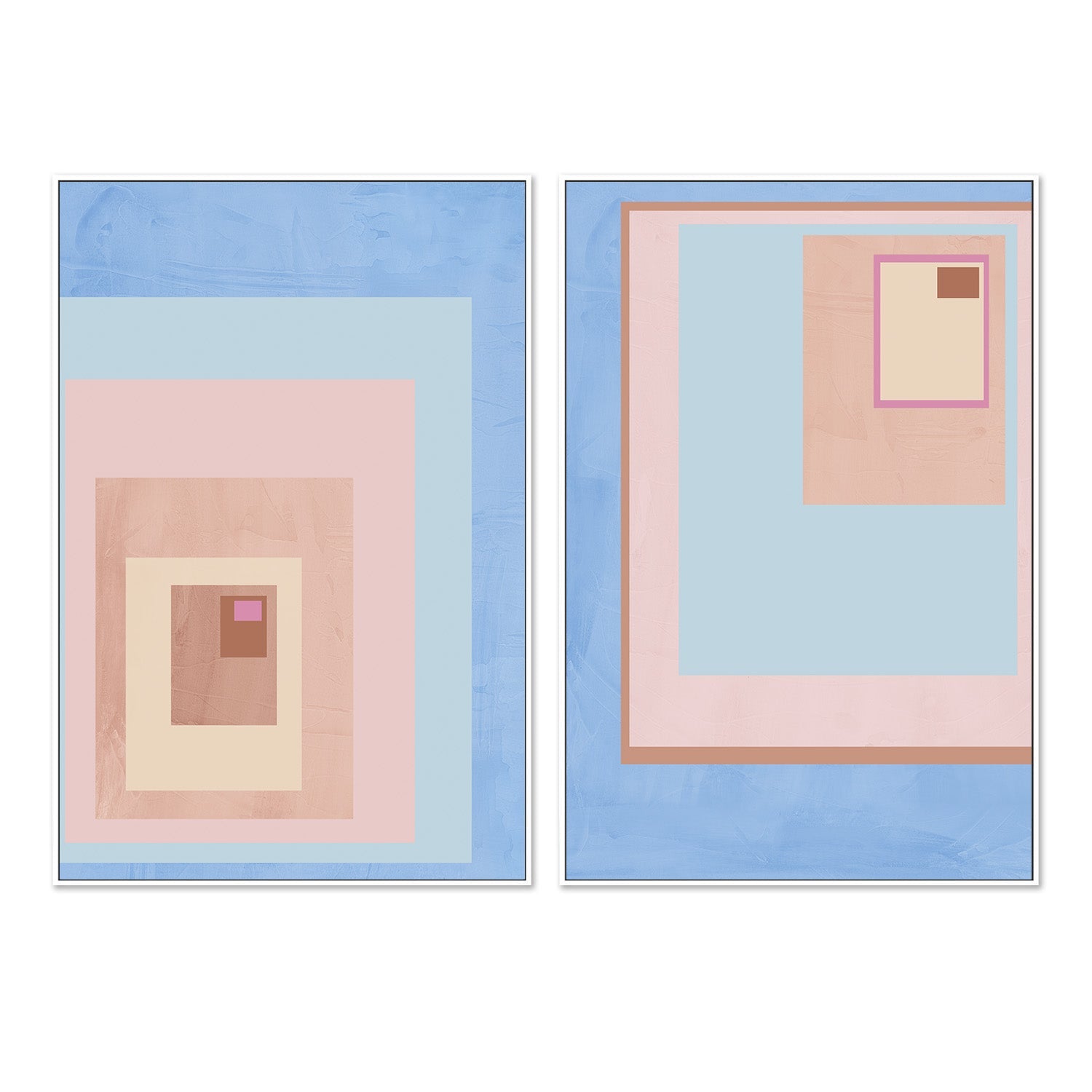 wall-art-print-canvas-poster-framed-Pink Block Colour, Style A & B, Set Of 2 , By JL Design-5