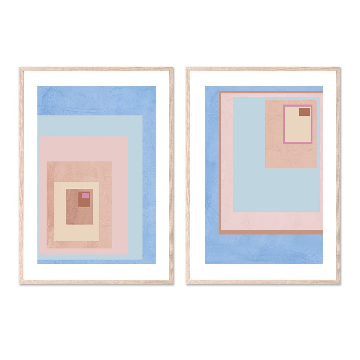 wall-art-print-canvas-poster-framed-Pink Block Colour, Style A & B, Set Of 2 , By JL Design-6
