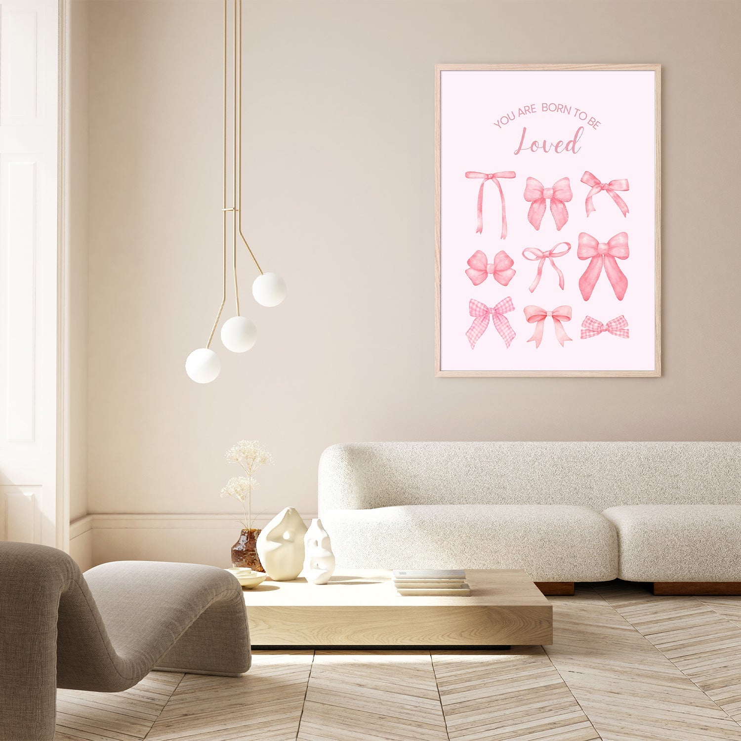 wall-art-print-canvas-poster-framed-Pink Bows Born To Be Loved-9