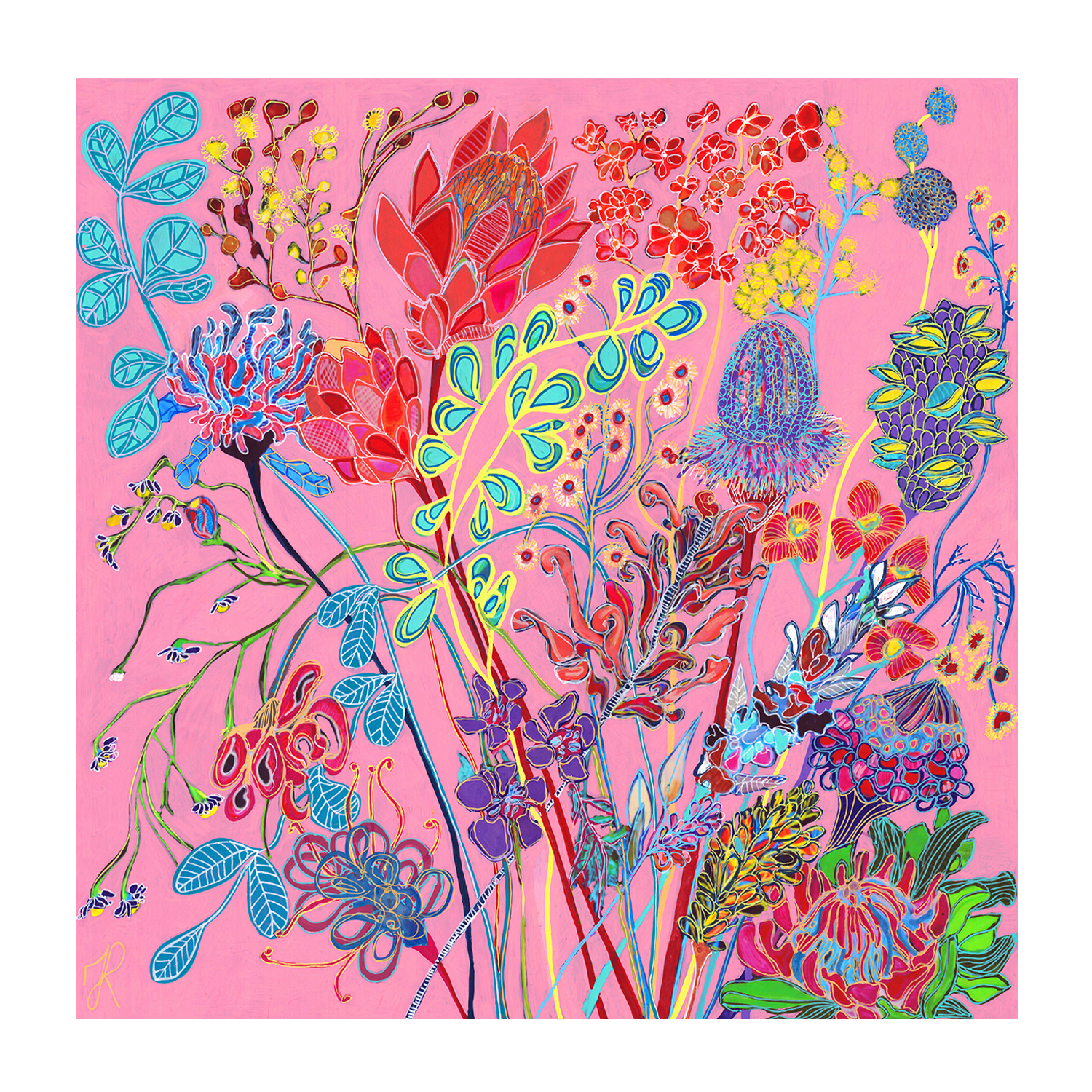 wall-art-print-canvas-poster-framed-Pink Candy Flowers , By Tracy Robinson-1