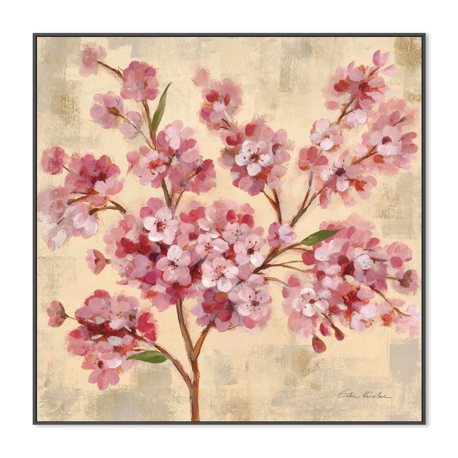 wall-art-print-canvas-poster-framed-Pink Cherry Branch, Style B-by-Silvia Vassileva-Gioia Wall Art