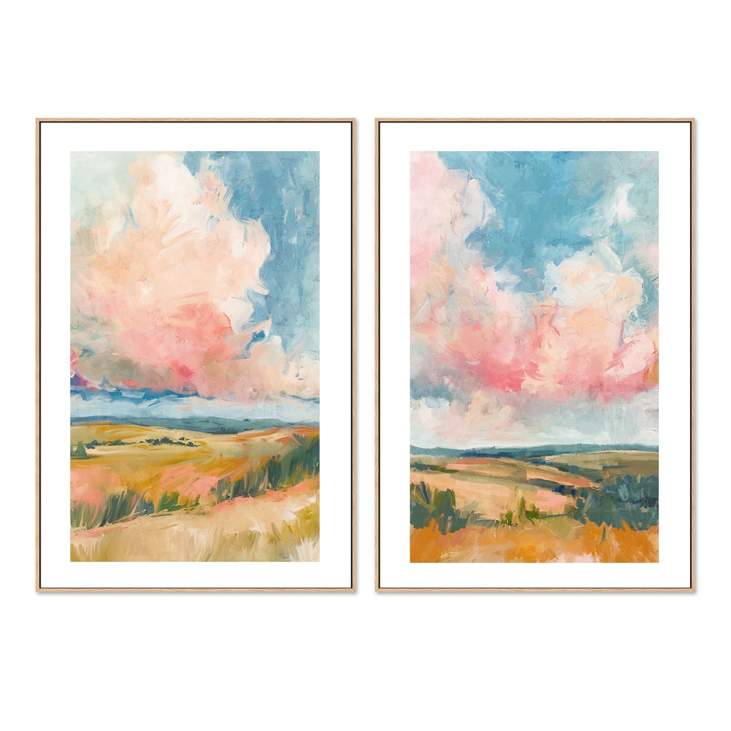 wall-art-print-canvas-poster-framed-Pink Clouds, Style A & B, Set Of 2 , By Nina Blue , By Nina Blue-6