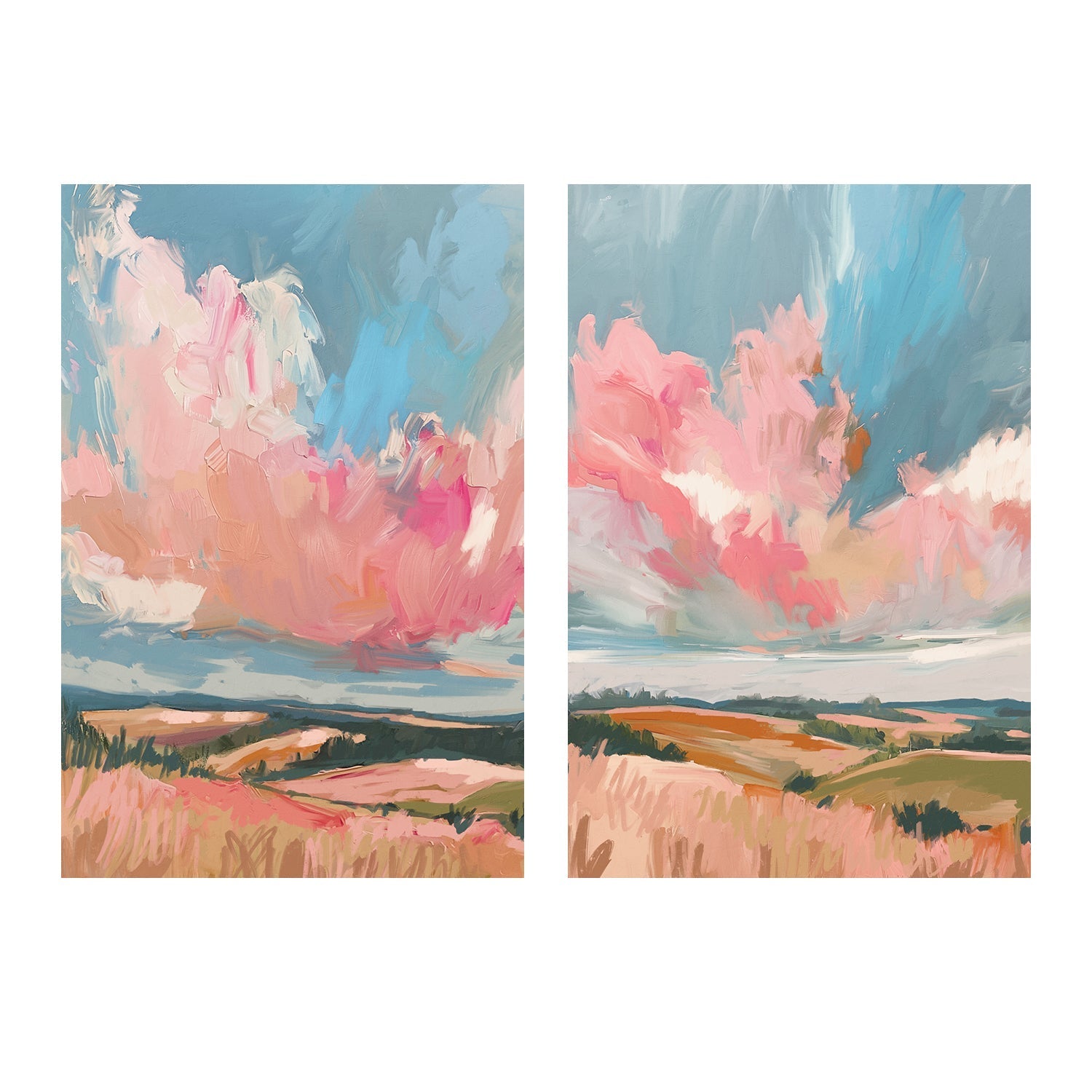 wall-art-print-canvas-poster-framed-Pink Clouds, Style C & D, Set Of 2 , By Nina Blue , By Nina Blue-1