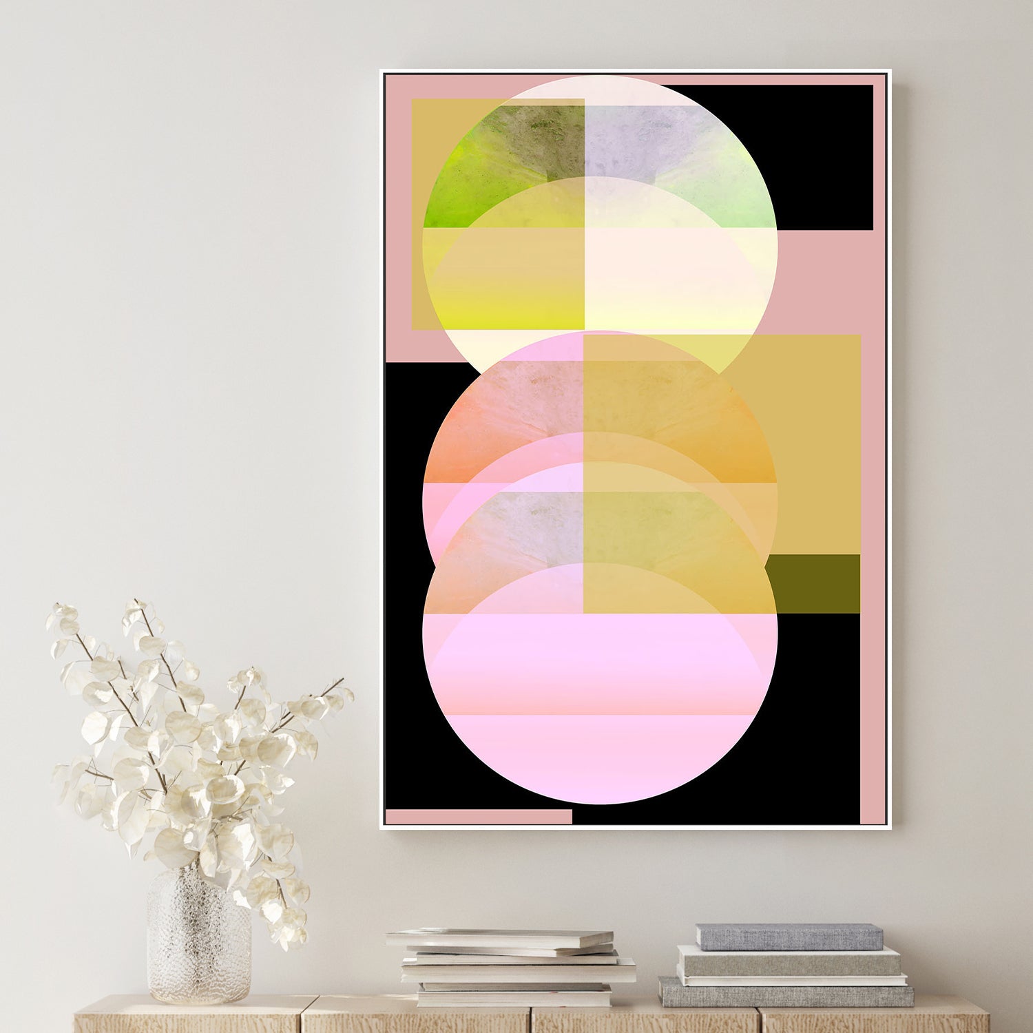 wall-art-print-canvas-poster-framed-Pink Crescent Moon, Style A , By Cartissi-2