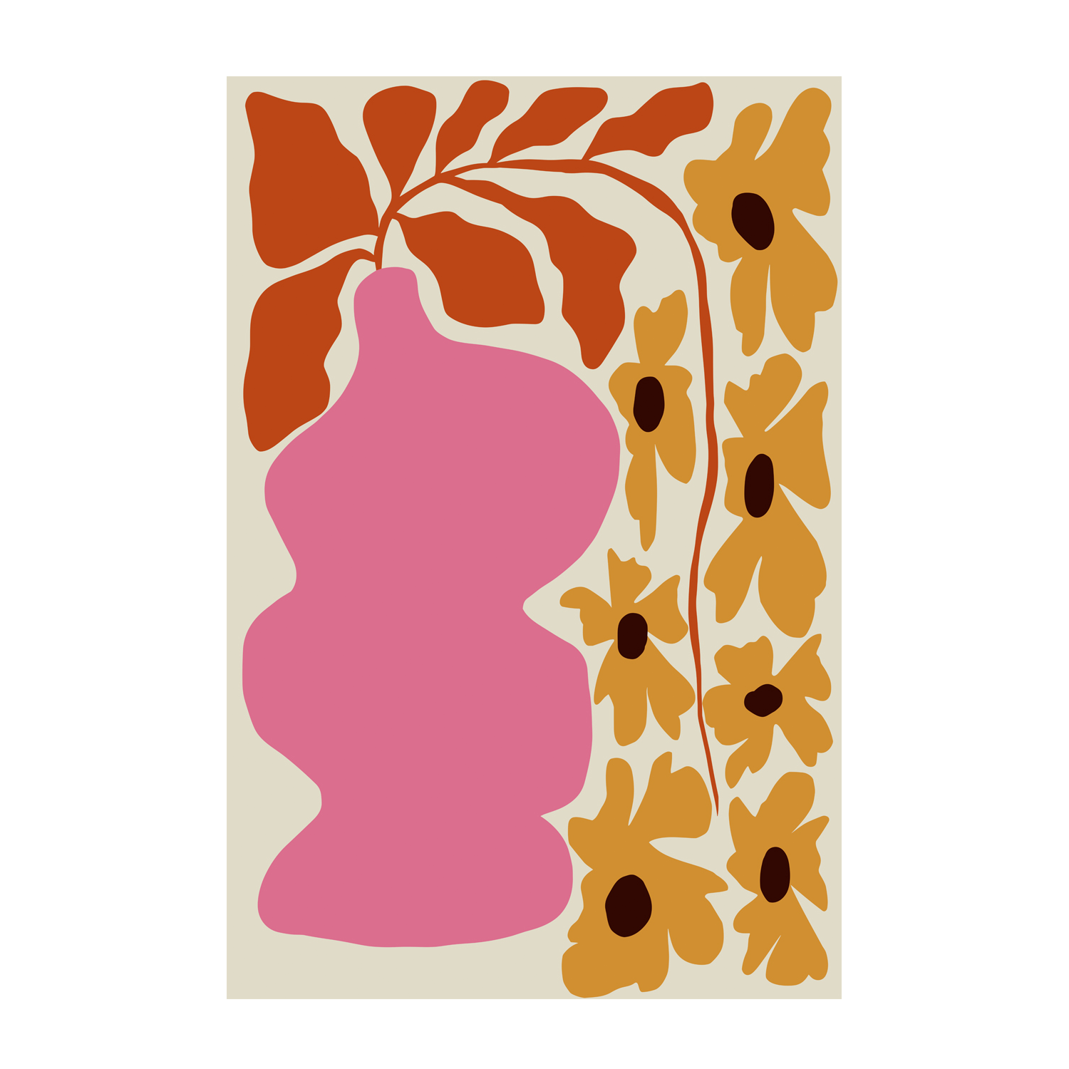 wall-art-print-canvas-poster-framed-Pink Pottery , By Miho Art Studio-1