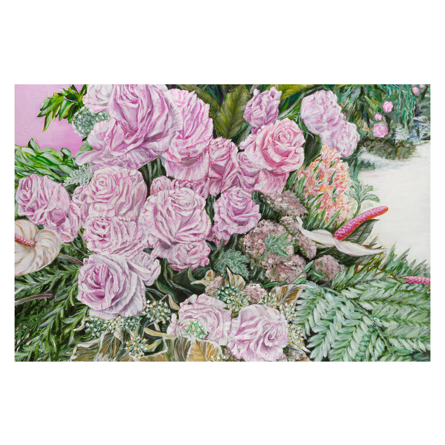 wall-art-print-canvas-poster-framed-PINK ROSES AND ANTHURIUMS , By Hsin Lin-GIOIA-WALL-ART