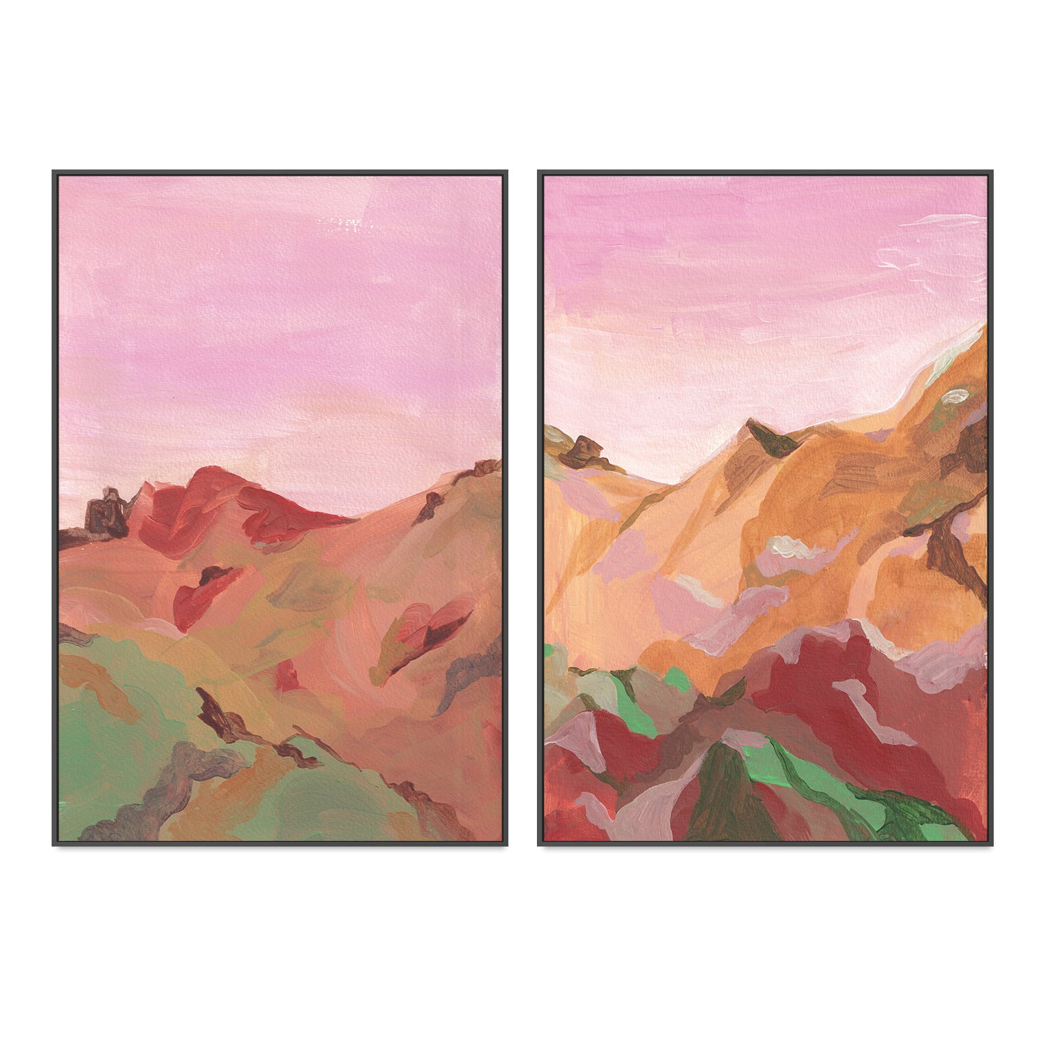 wall-art-print-canvas-poster-framed-Pink Sunset, Style A & B, Set Of 2 , By Alice Kwan-4