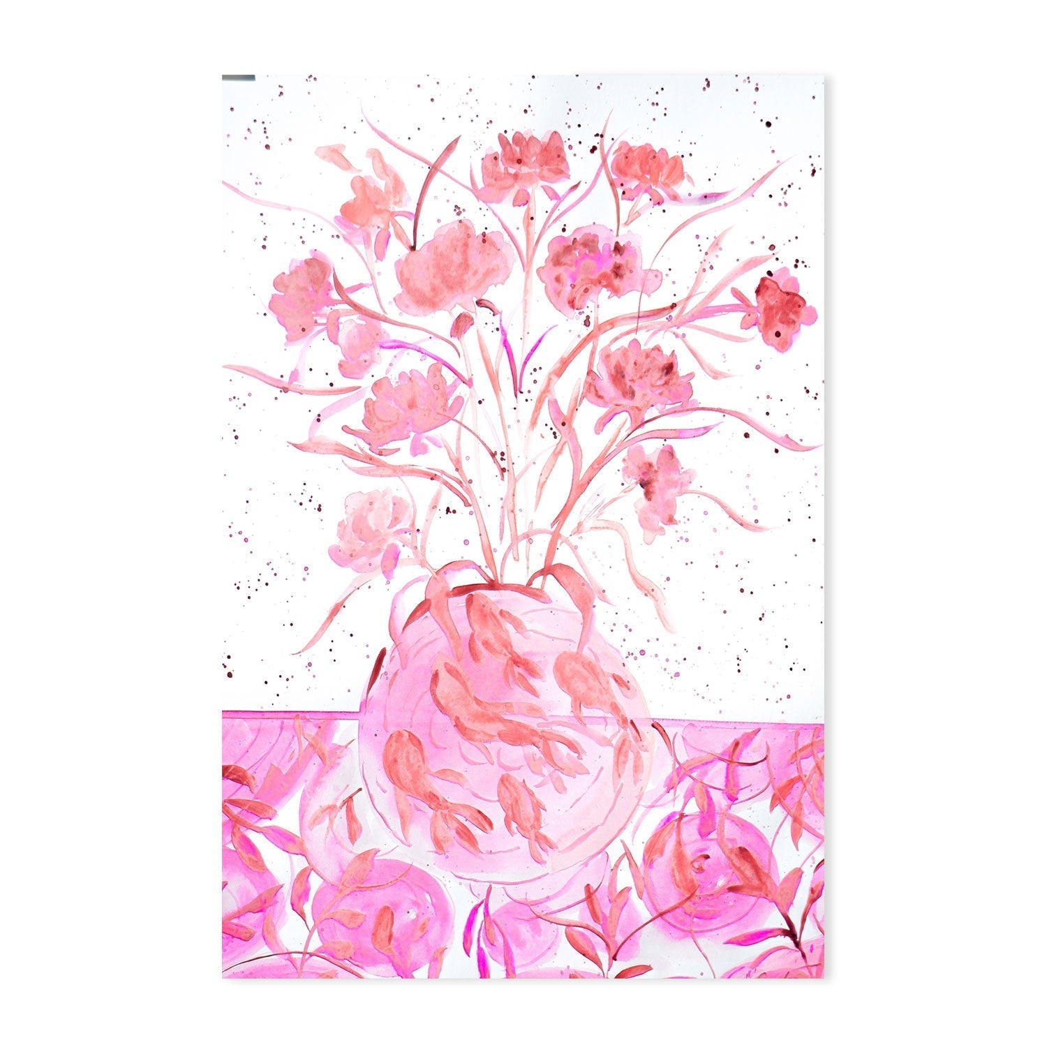 wall-art-print-canvas-poster-framed-Pink Vase Of Flowers , By Nadar Musa-GIOIA-WALL-ART