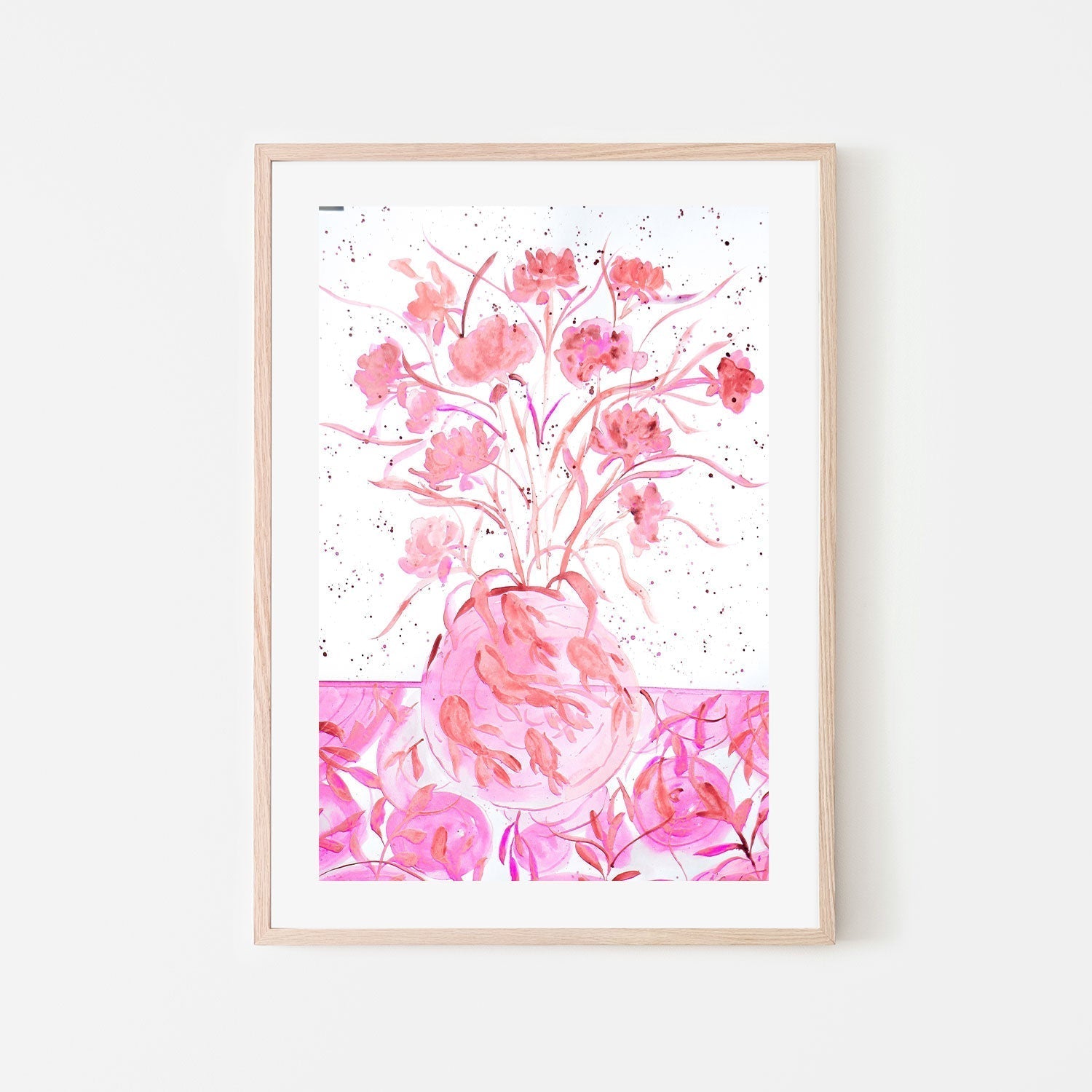 wall-art-print-canvas-poster-framed-Pink Vase Of Flowers , By Nadar Musa-GIOIA-WALL-ART
