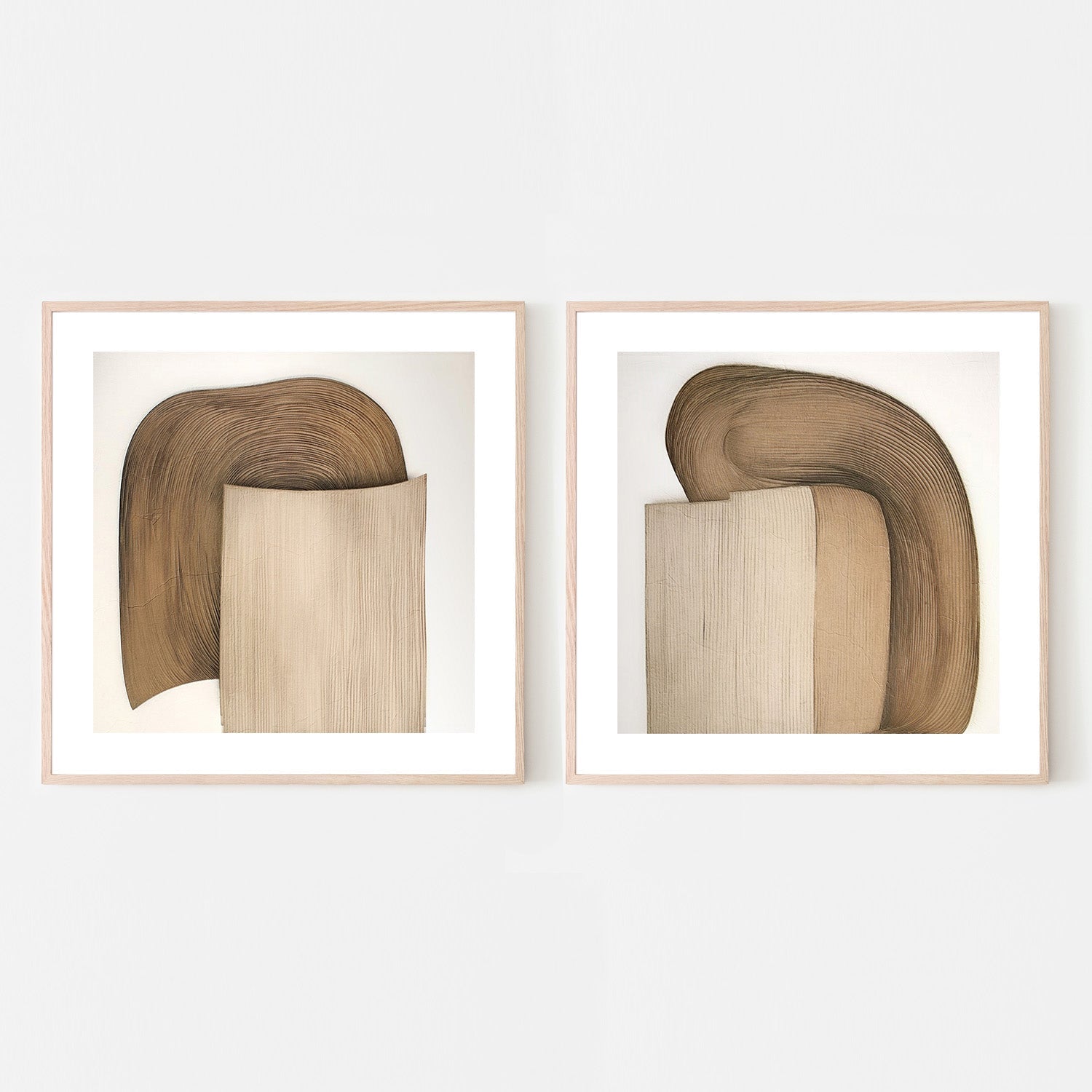 wall-art-print-canvas-poster-framed-Plissê Brown Tan, Style A & B, Set Of 2 , By Alma-6
