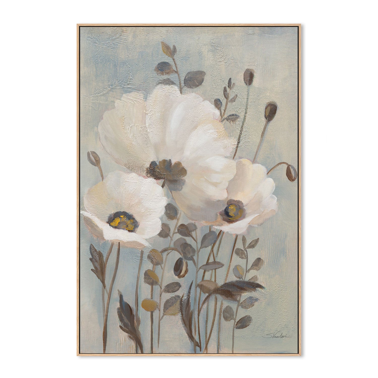 wall-art-print-canvas-poster-framed-Poppies in Blue, Style A , By Silvia Vassileva-4