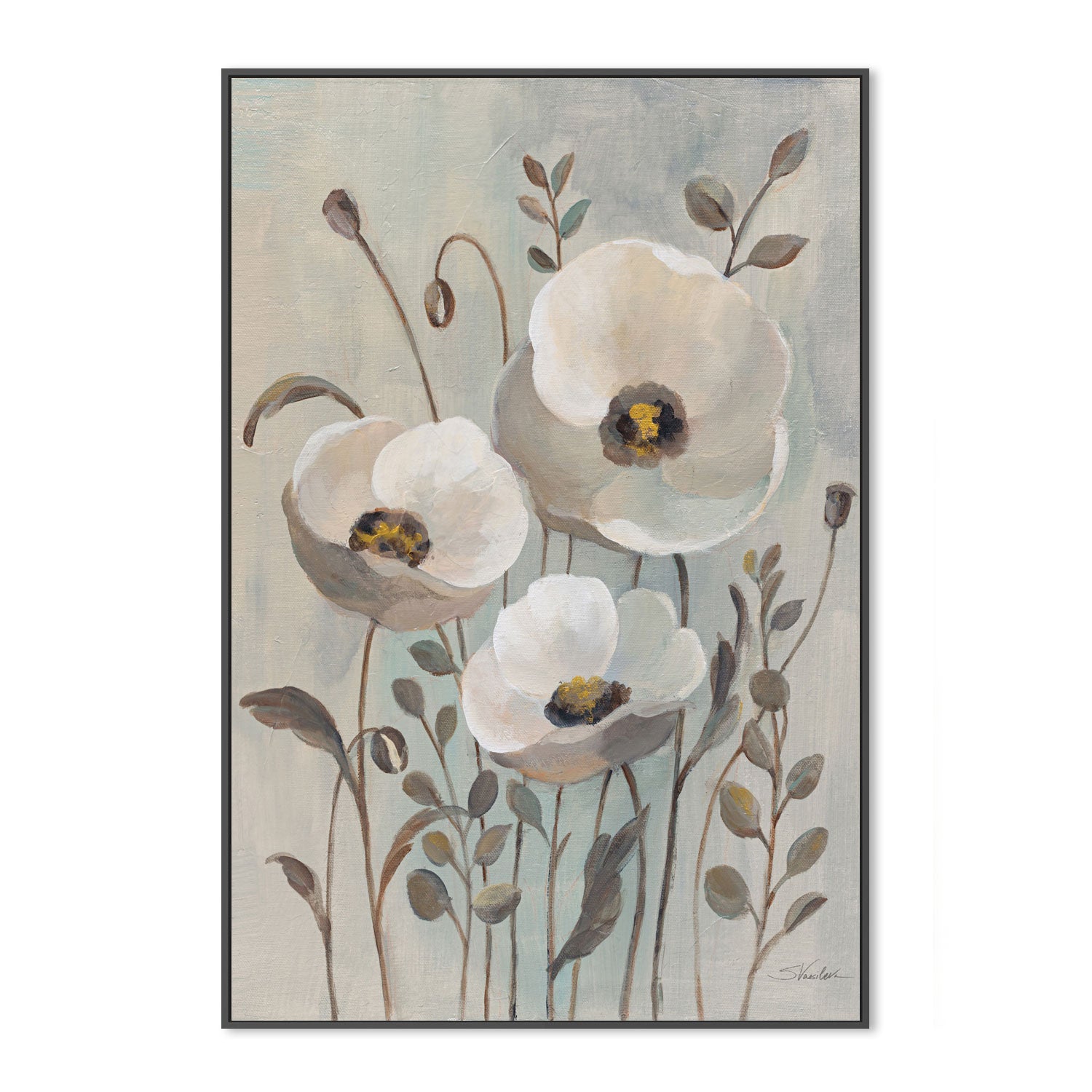 wall-art-print-canvas-poster-framed-Poppies in Blue, Style B , By Silvia Vassileva-3