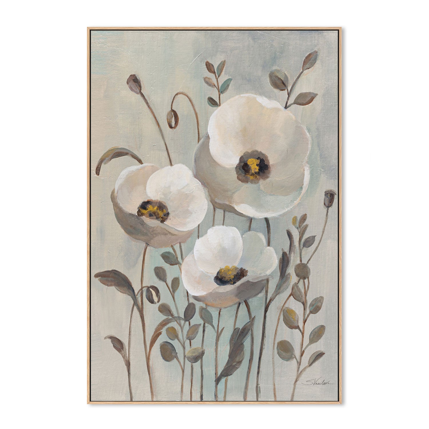 wall-art-print-canvas-poster-framed-Poppies in Blue, Style B , By Silvia Vassileva-4