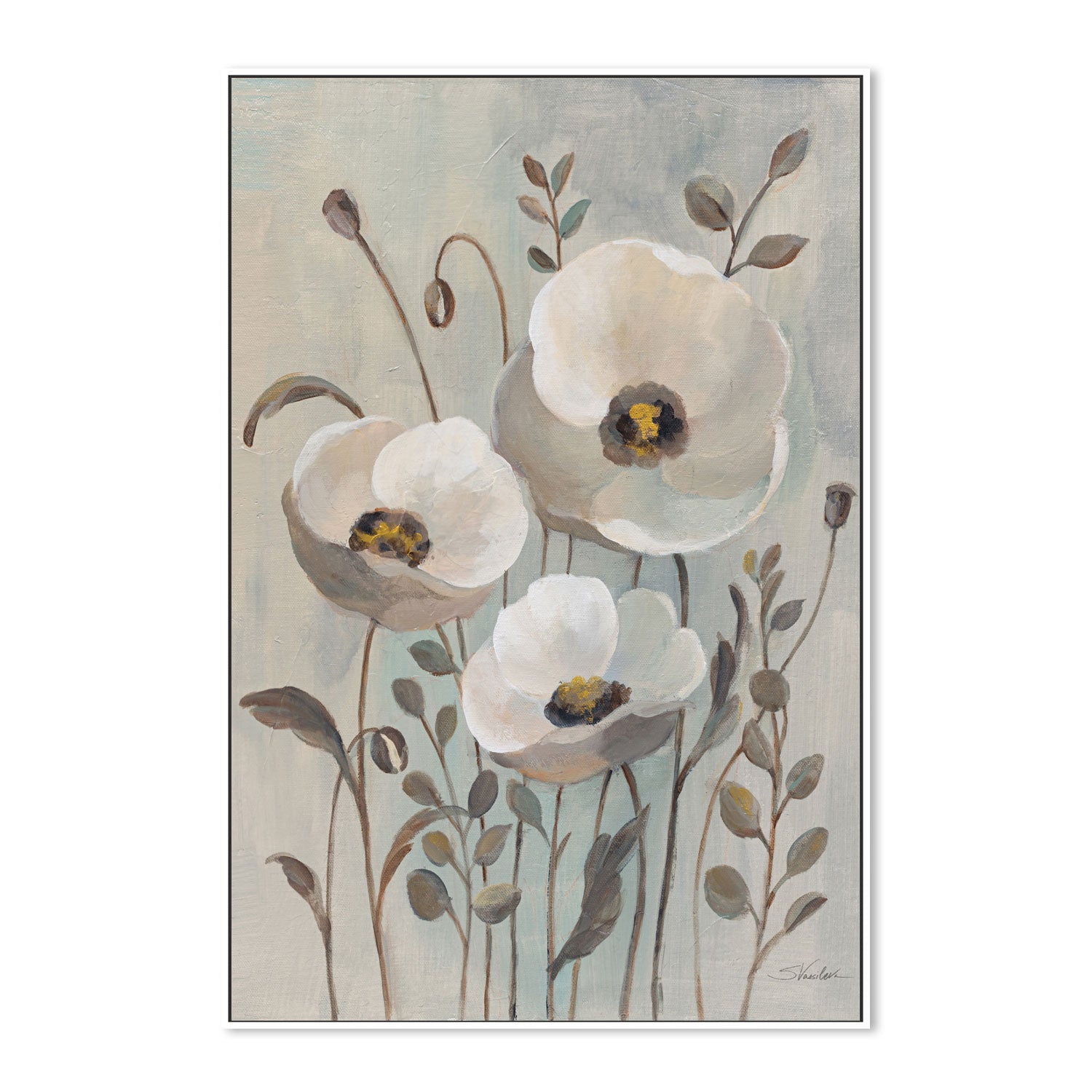 wall-art-print-canvas-poster-framed-Poppies in Blue, Style B , By Silvia Vassileva-5