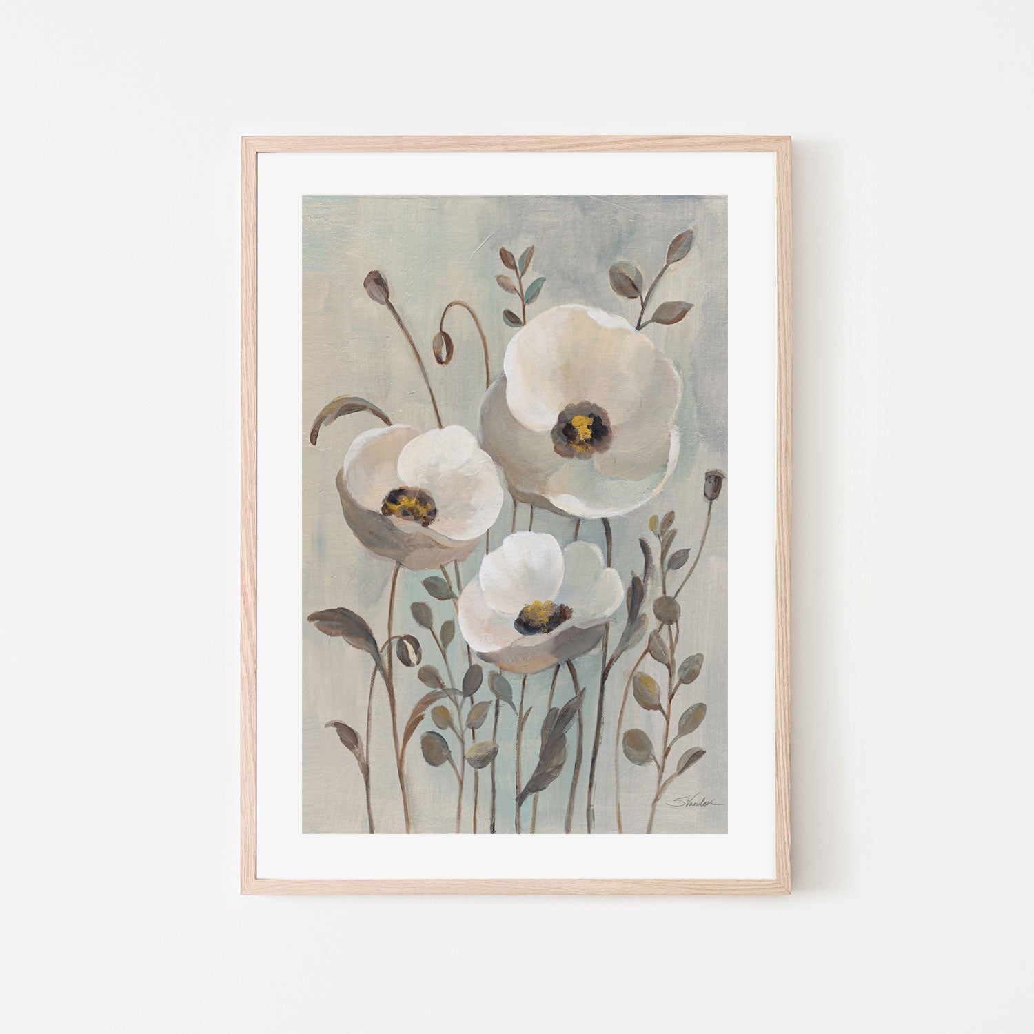 wall-art-print-canvas-poster-framed-Poppies in Blue, Style B , By Silvia Vassileva-6