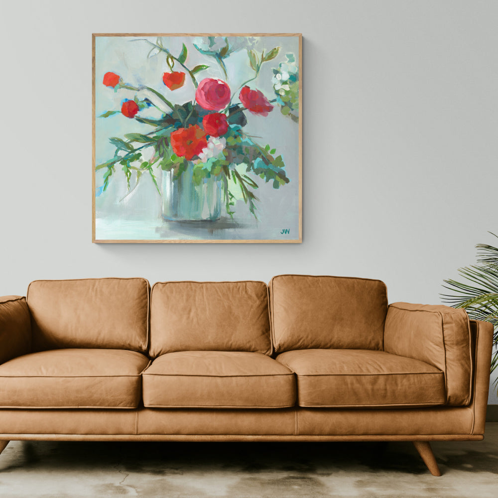 wall-art-print-canvas-poster-framed-Pot Of Red Roses-by-Jenny Westenhofer Art-Gioia Wall Art