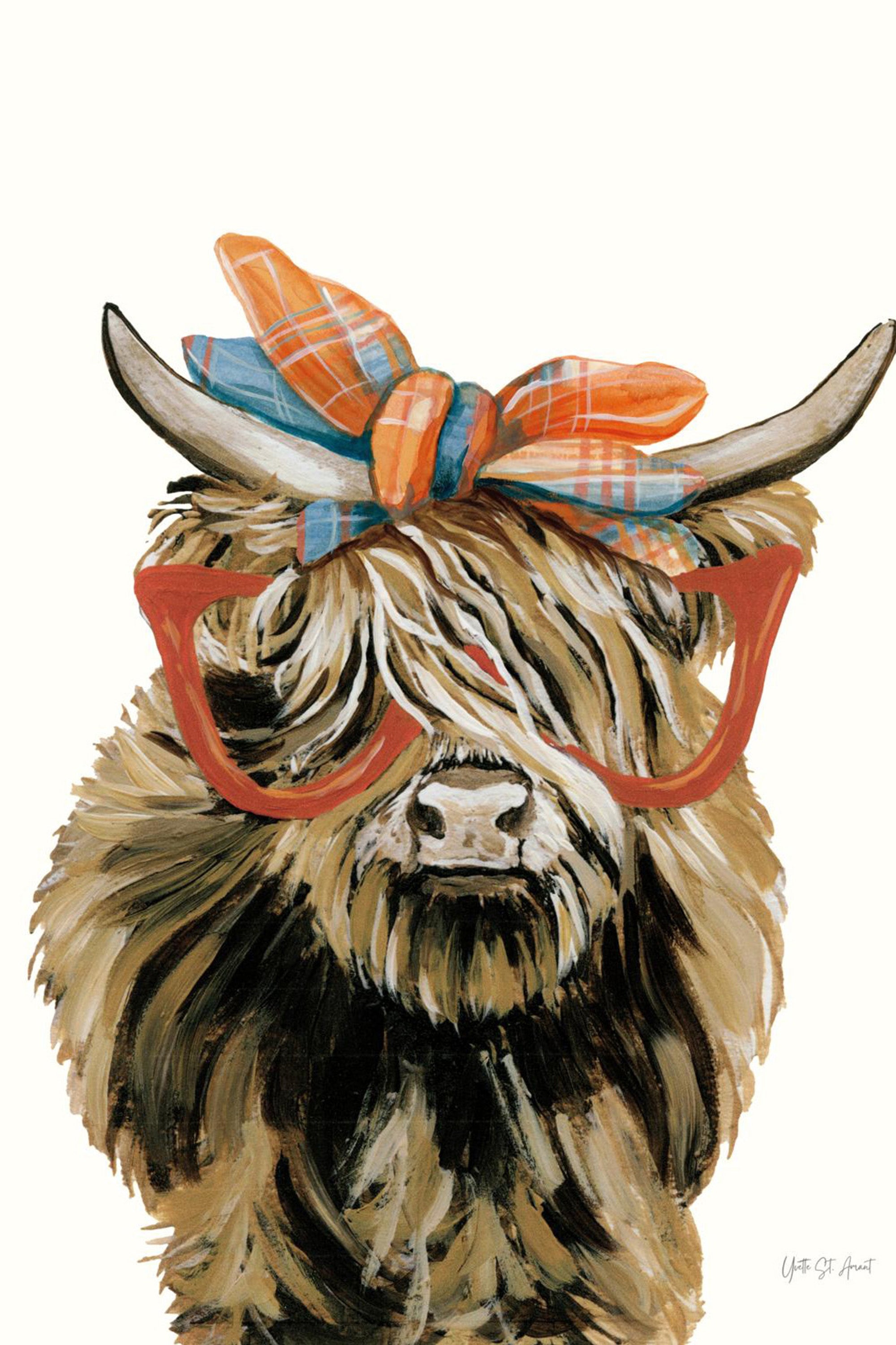 wall-art-print-canvas-poster-framed-Preppy Fall Highland Cow-1