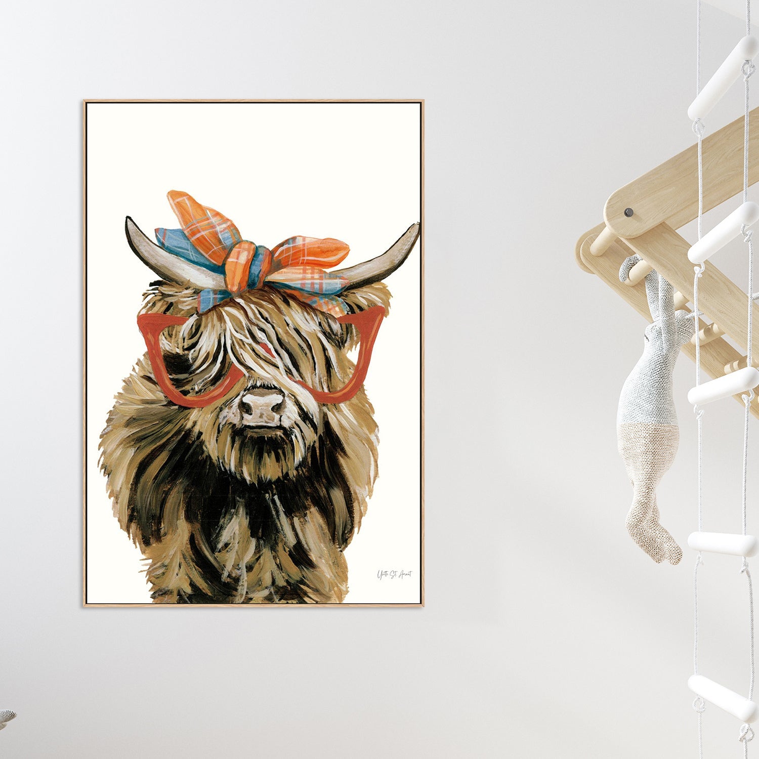 wall-art-print-canvas-poster-framed-Preppy Fall Highland Cow-2