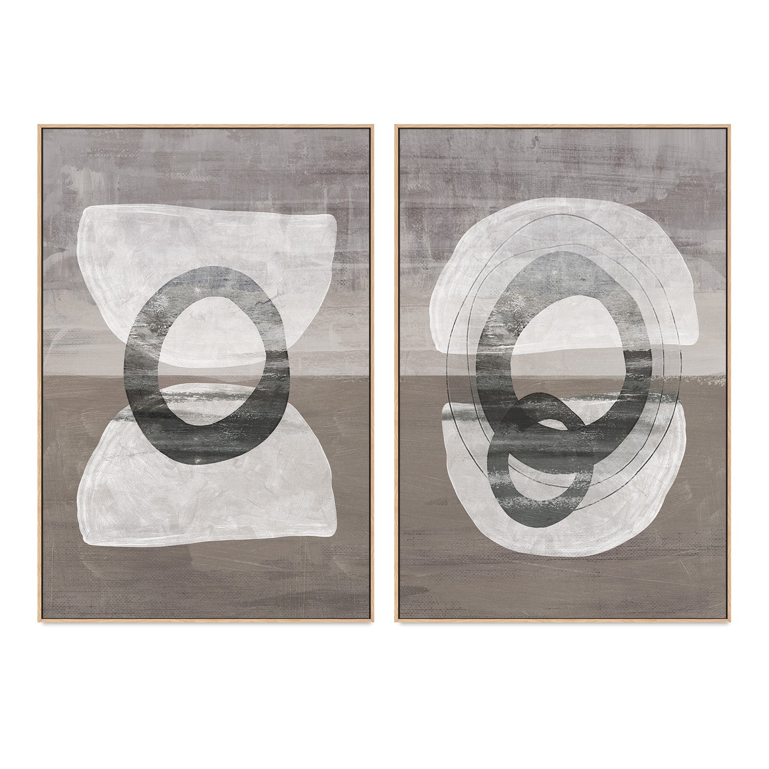 wall-art-print-canvas-poster-framed-Primitive Abstract, Style A & B, Set of 2 , By Nina Blue-4