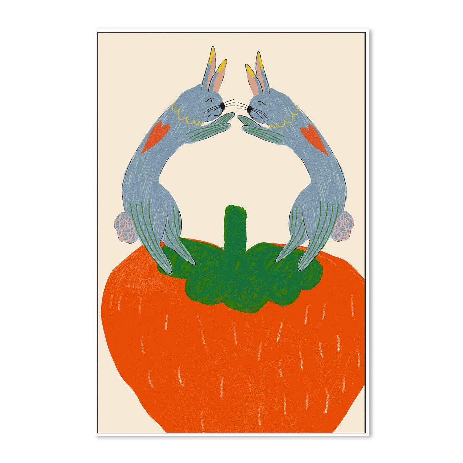 wall-art-print-canvas-poster-framed-Rabbits on Strawberry-5