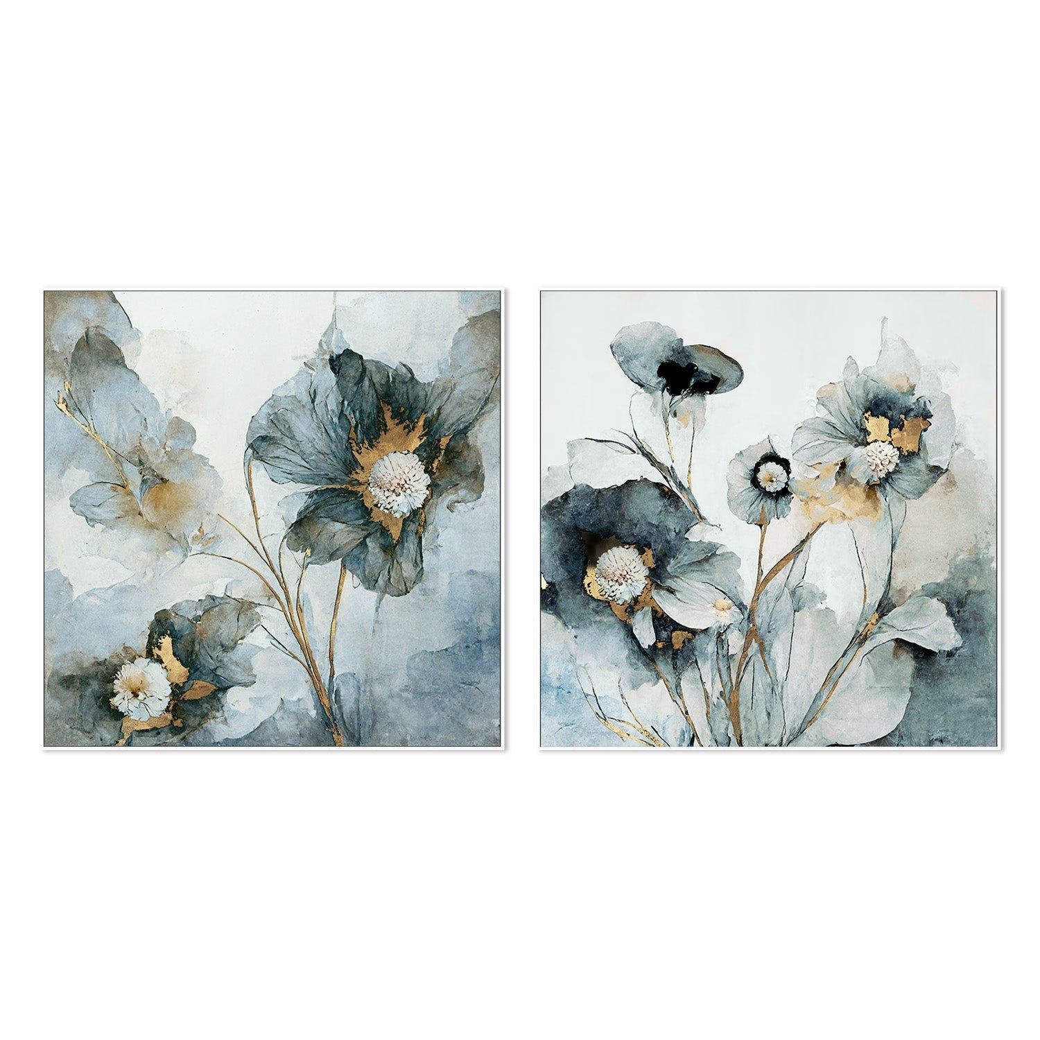 wall-art-print-canvas-poster-framed-Rainy Day Blooms, Style A & B, Set Of 2 , By Leah Mclean-5