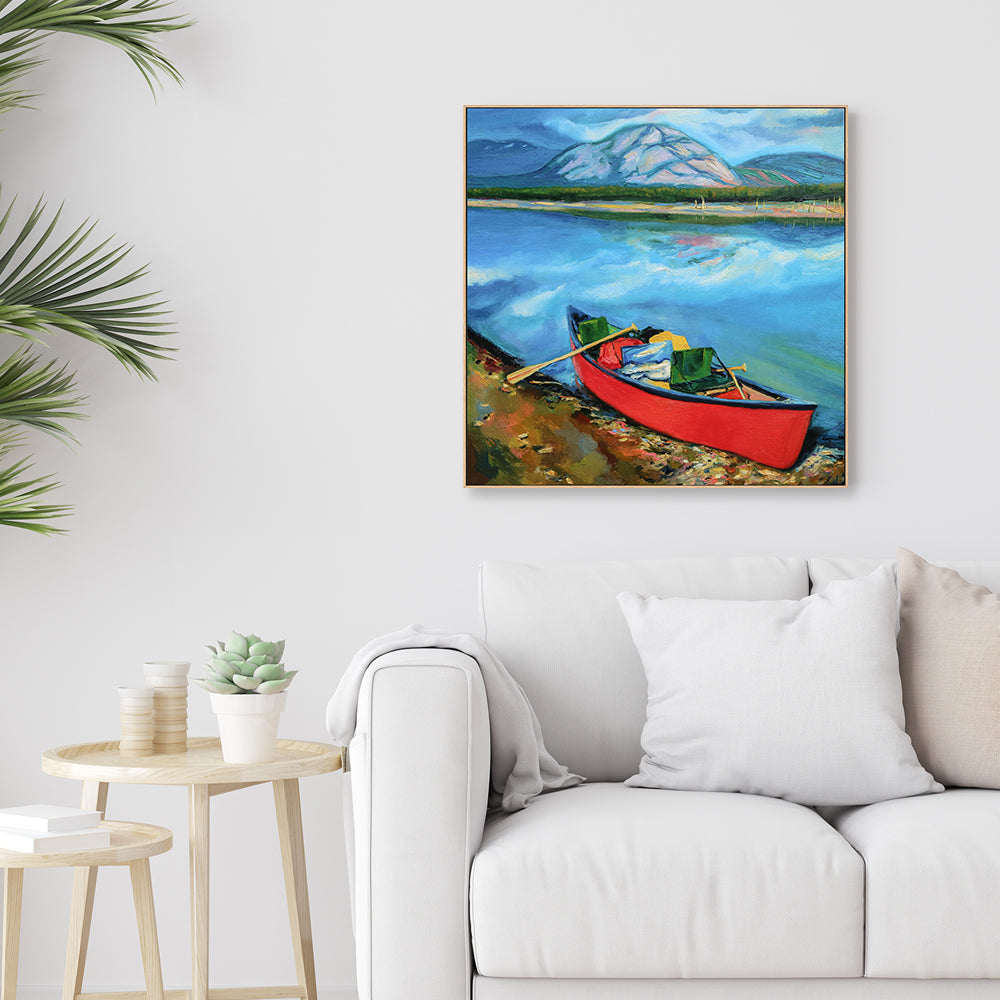wall-art-print-canvas-poster-framed-Red Canoe , By Ieva Baklane-GIOIA-WALL-ART