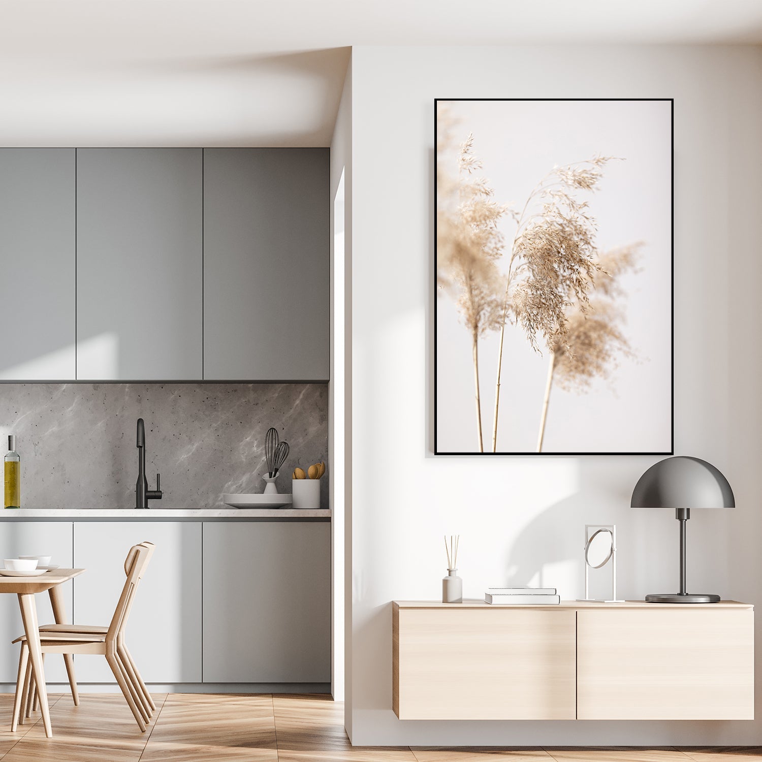 wall-art-print-canvas-poster-framed-Reed Grass Grey-by-Plus X Studio-Gioia Wall Art