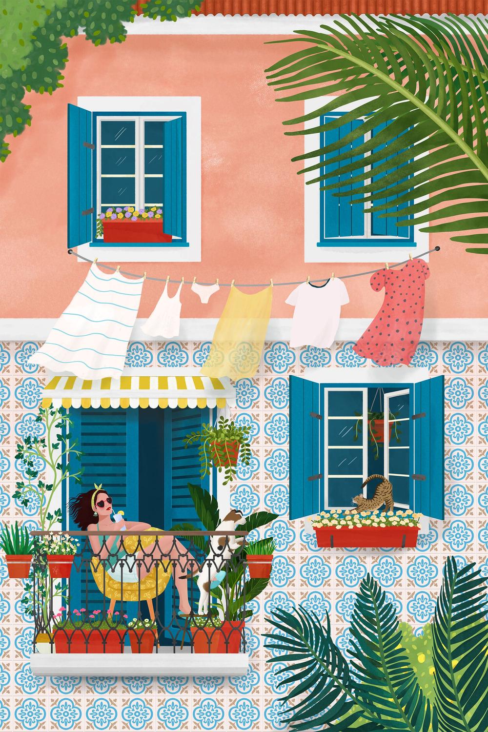 wall-art-print-canvas-poster-framed-Relaxing Summer Balcony-1