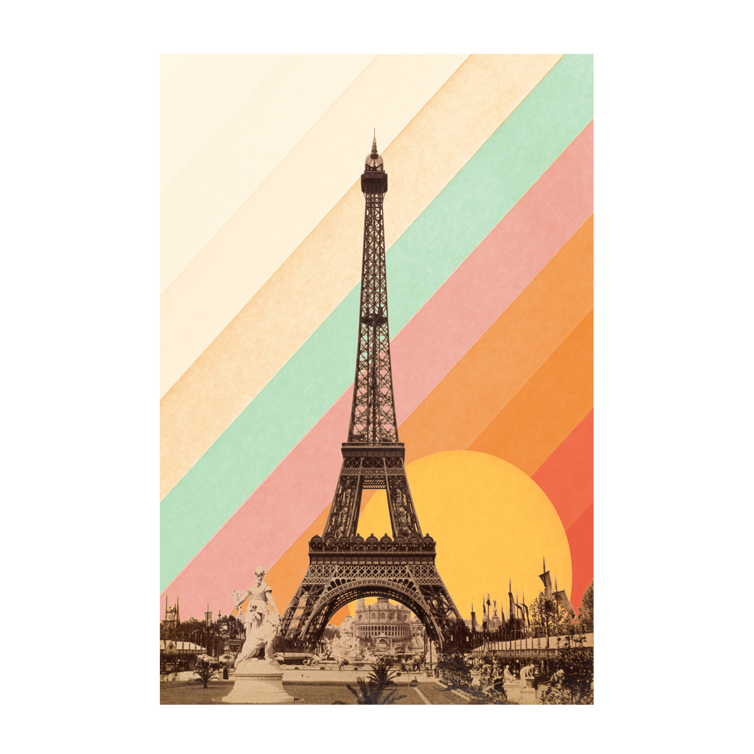 wall-art-print-canvas-poster-framed-Retro Eiffel Tower, By Florent Bodart-GIOIA-WALL-ART