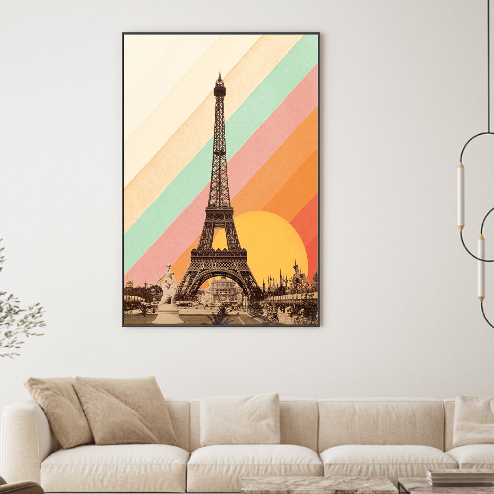 wall-art-print-canvas-poster-framed-Retro Eiffel Tower, By Florent Bodart-GIOIA-WALL-ART