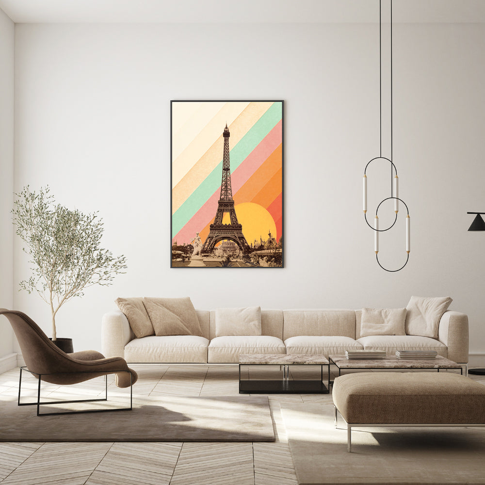 wall-art-print-canvas-poster-framed-Retro Eiffel Tower, By Florent Bodart-GIOIA-WALL-ART