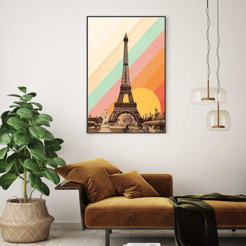 wall-art-print-canvas-poster-framed-Retro Eiffel Tower, By Florent Bodart-GIOIA-WALL-ART