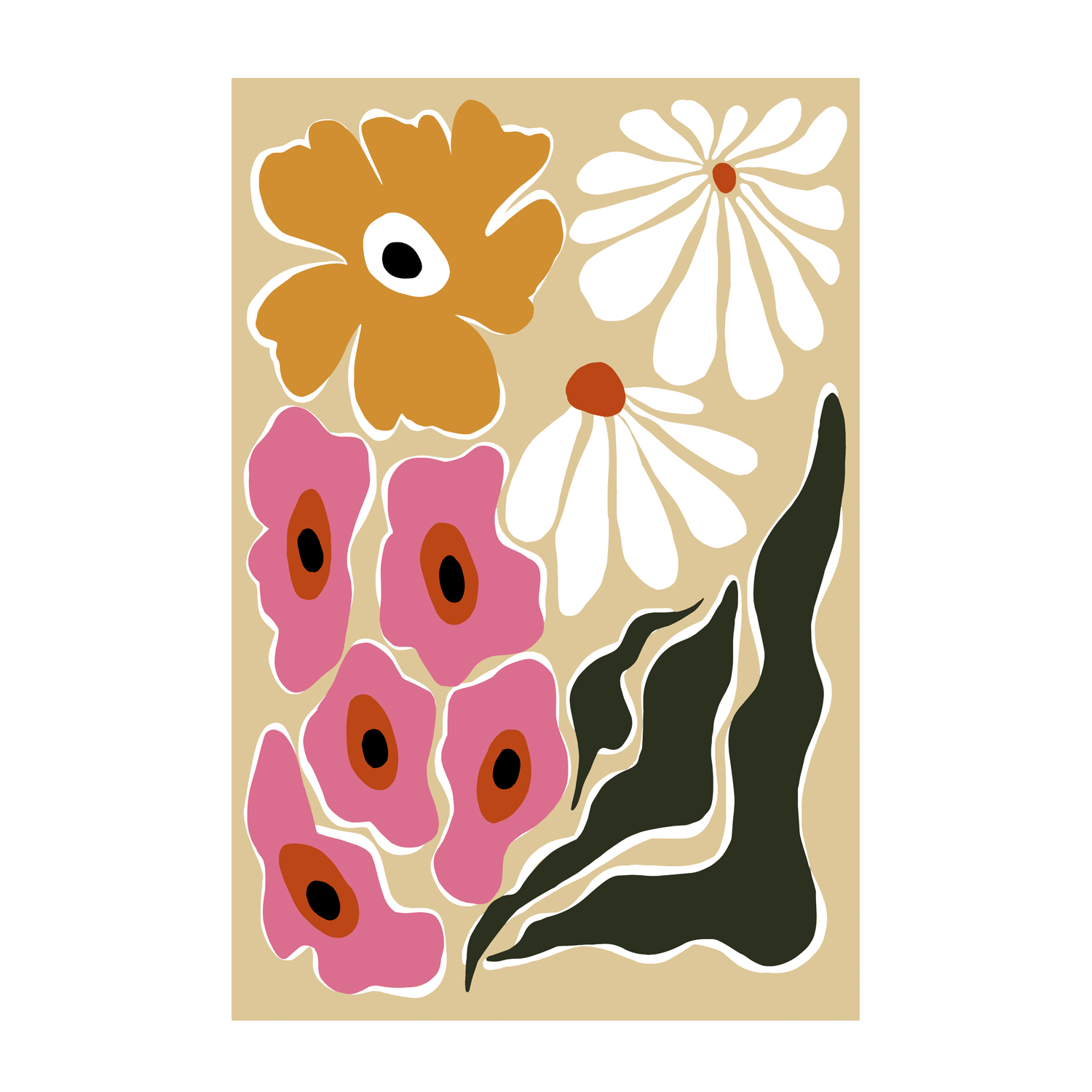 wall-art-print-canvas-poster-framed-Retro Garden , By Miho Art Studio-1