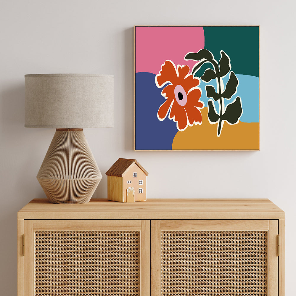 wall-art-print-canvas-poster-framed-Retro Minimal Flower, Style A , By Miho Art Studio , By Miho Art Studio-2