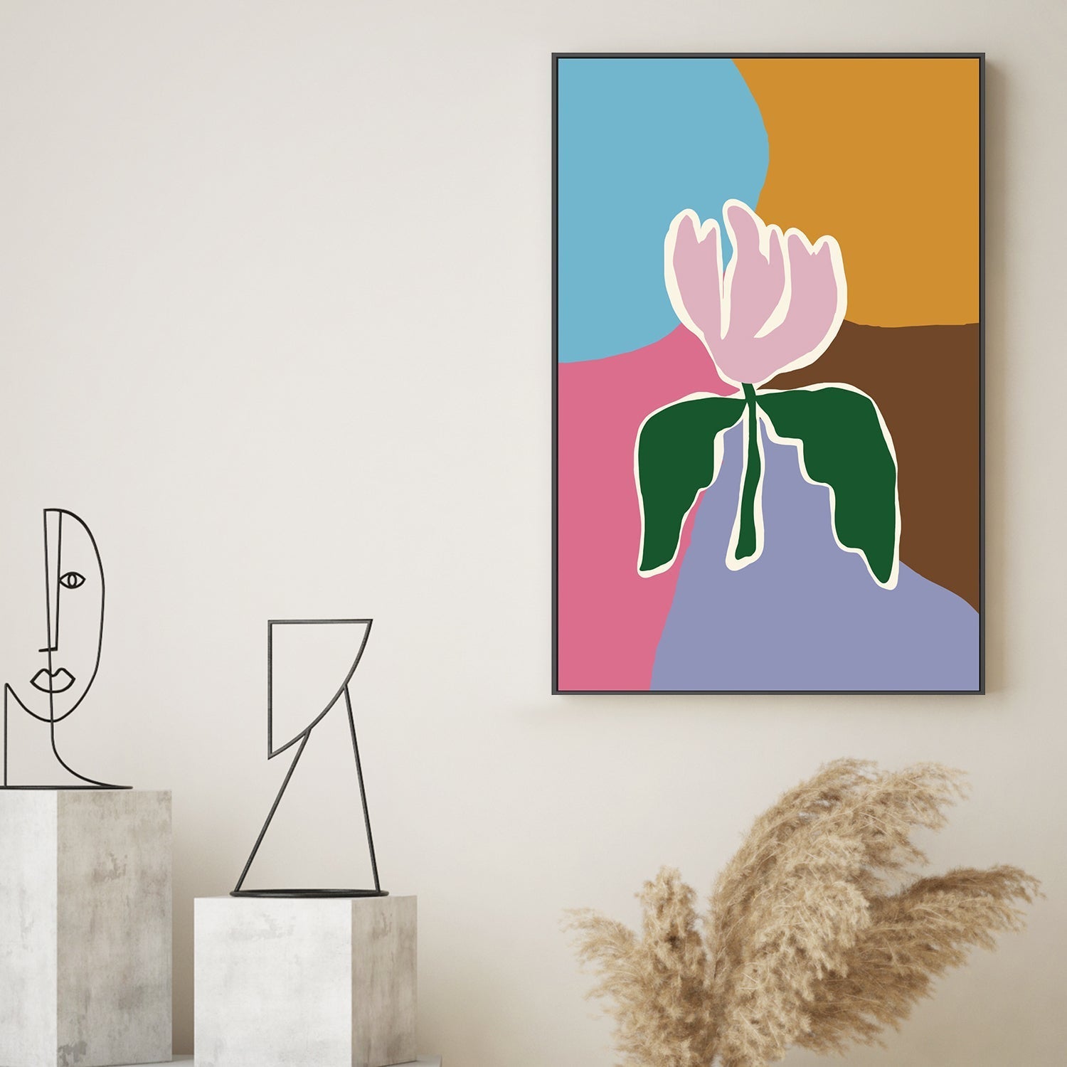 wall-art-print-canvas-poster-framed-Retro Minimal Flower, Style B , By Miho Art Studio , By Miho Art Studio-2