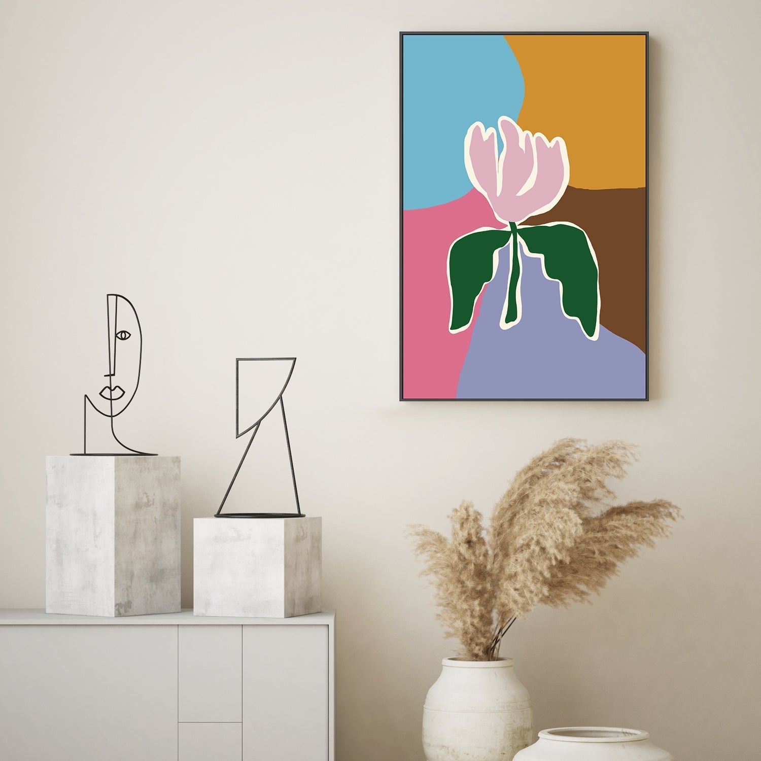 wall-art-print-canvas-poster-framed-Retro Minimal Flower, Style B , By Miho Art Studio , By Miho Art Studio-7