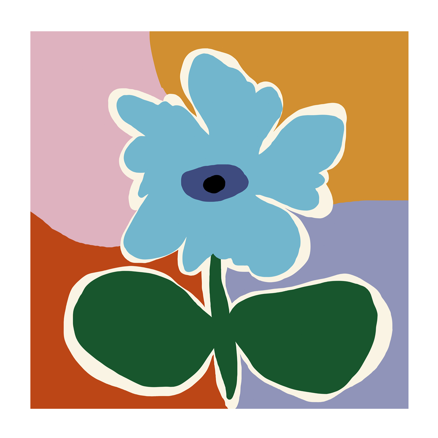 wall-art-print-canvas-poster-framed-Retro Minimal Flower, Style C , By Miho Art Studio , By Miho Art Studio-1