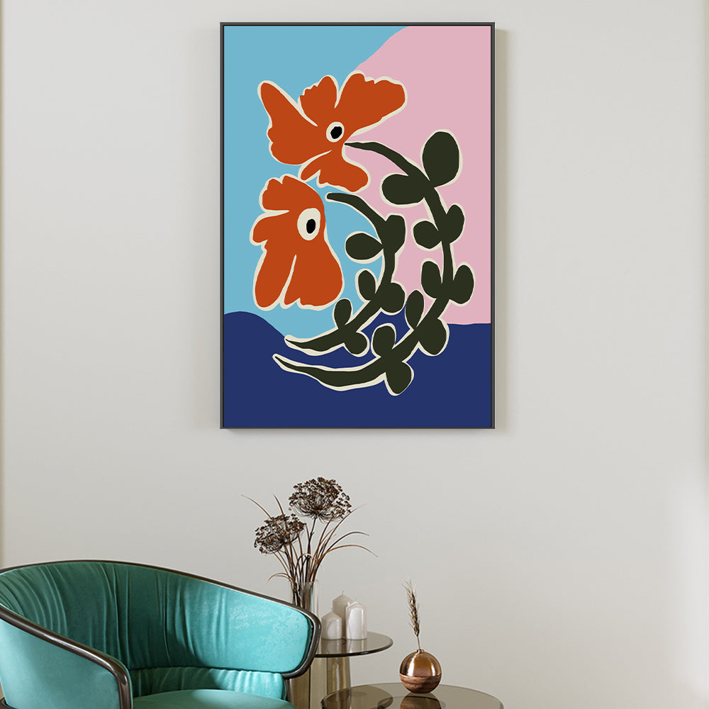 wall-art-print-canvas-poster-framed-Retro Minimal Flower, Style E , By Miho Art Studio , By Miho Art Studio-2