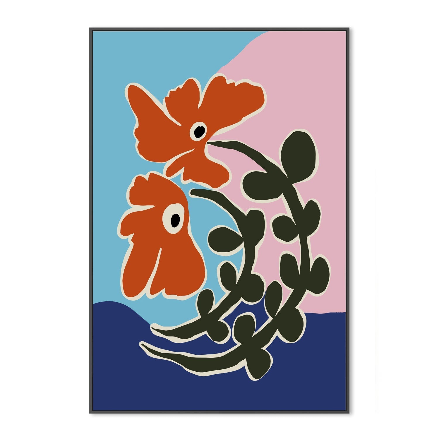 wall-art-print-canvas-poster-framed-Retro Minimal Flower, Style E , By Miho Art Studio , By Miho Art Studio-3