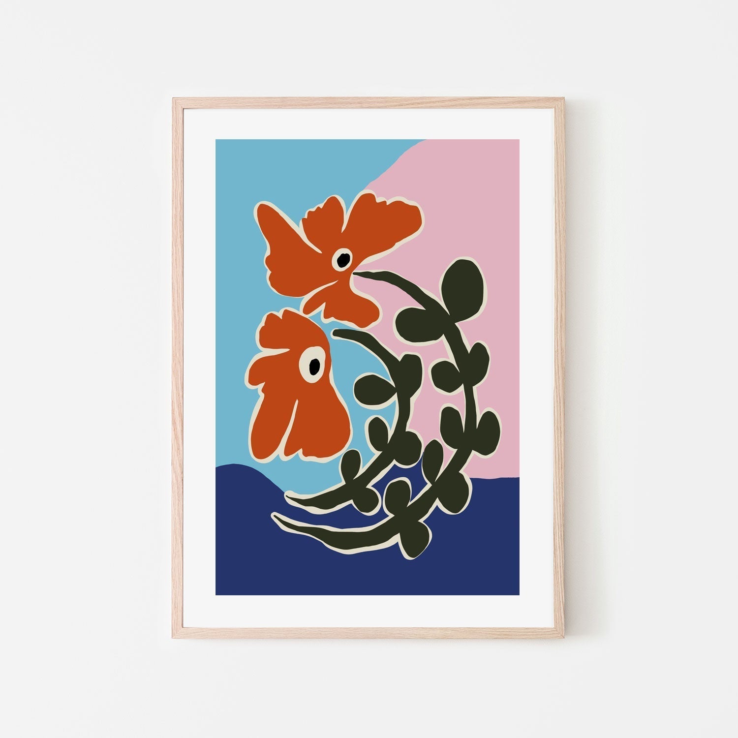 wall-art-print-canvas-poster-framed-Retro Minimal Flower, Style E , By Miho Art Studio , By Miho Art Studio-6