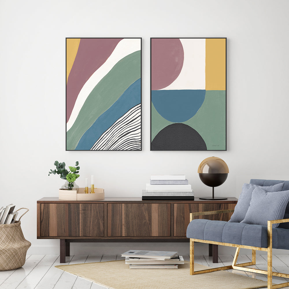 wall-art-print-canvas-poster-framed-Retrospect, Style A & B, Set Of 2 , By Danhui Nai-GIOIA-WALL-ART