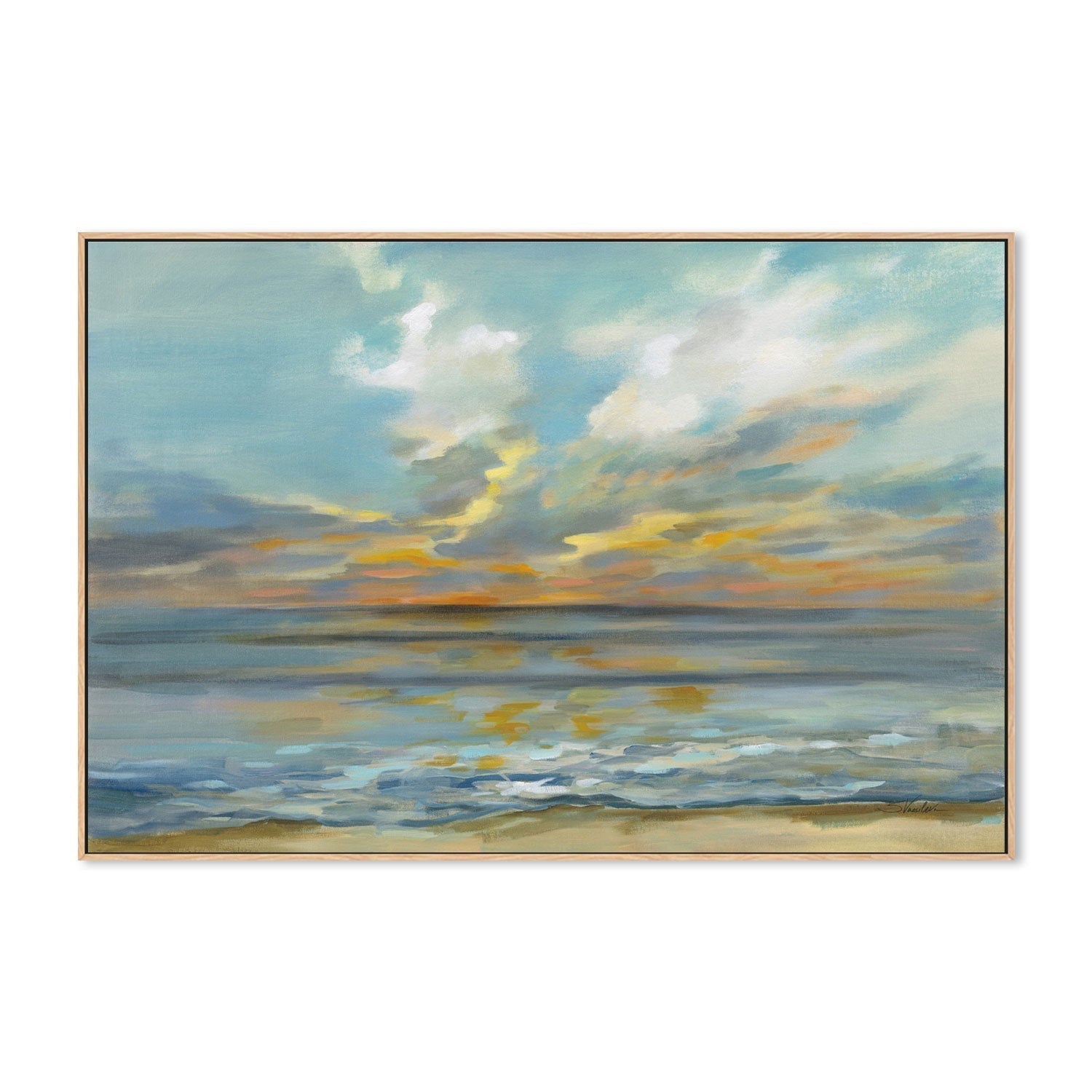 wall-art-print-canvas-poster-framed-Rhythmic Sunset Waves-by-Silvia Vassileva-Gioia Wall Art