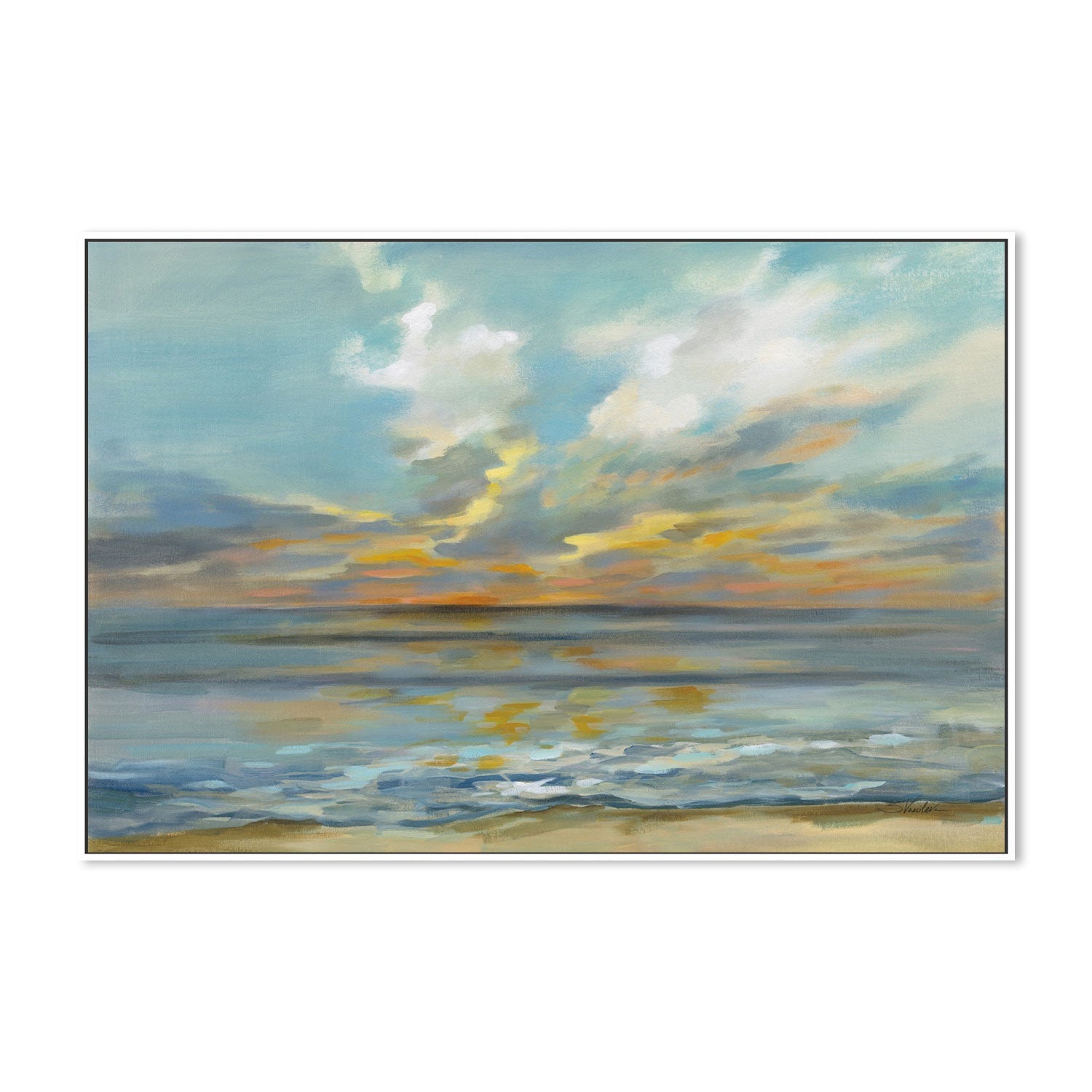 wall-art-print-canvas-poster-framed-Rhythmic Sunset Waves-by-Silvia Vassileva-Gioia Wall Art