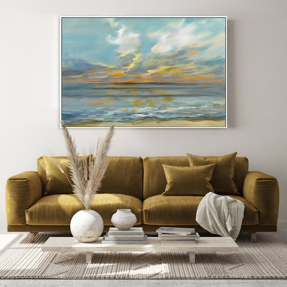 wall-art-print-canvas-poster-framed-Rhythmic Sunset Waves-by-Silvia Vassileva-Gioia Wall Art