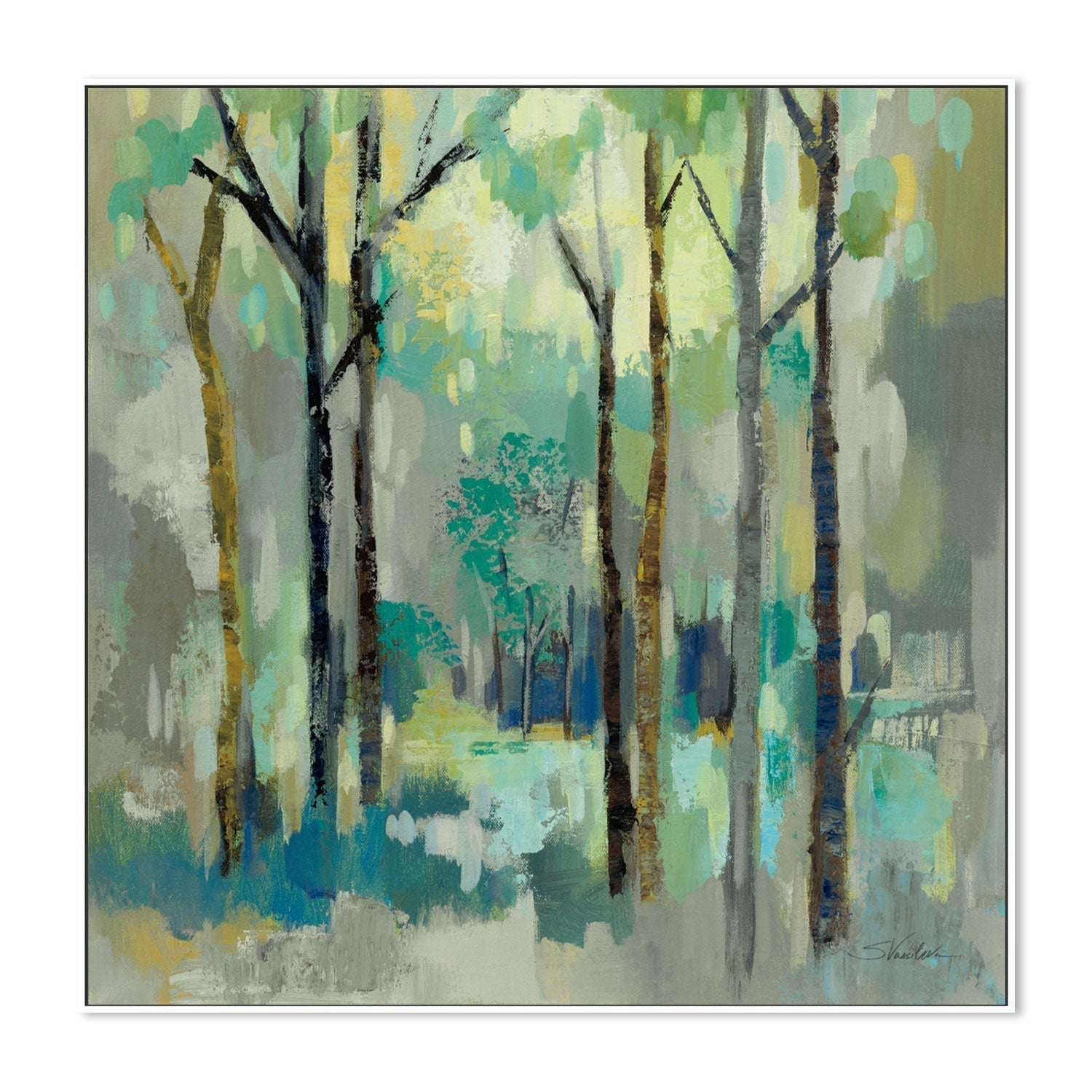wall-art-print-canvas-poster-framed-Romantic Forest Neutral-by-Silvia Vassileva-Gioia Wall Art