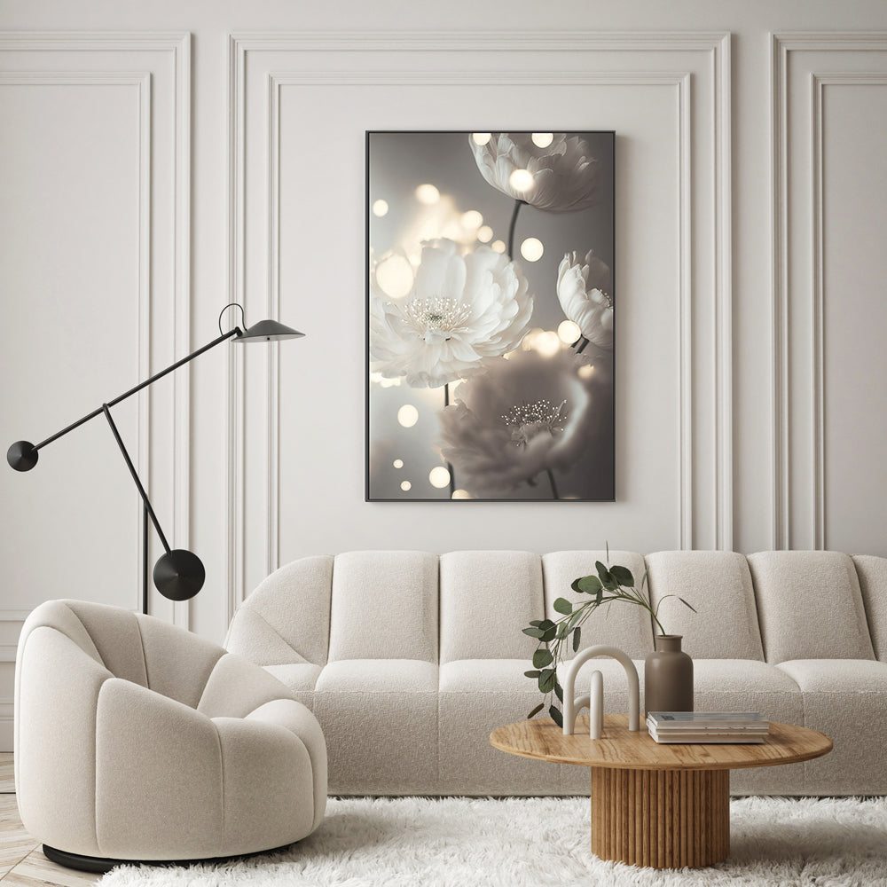 wall-art-print-canvas-poster-framed-Romantic White Flowers , By Treechild-GIOIA-WALL-ART